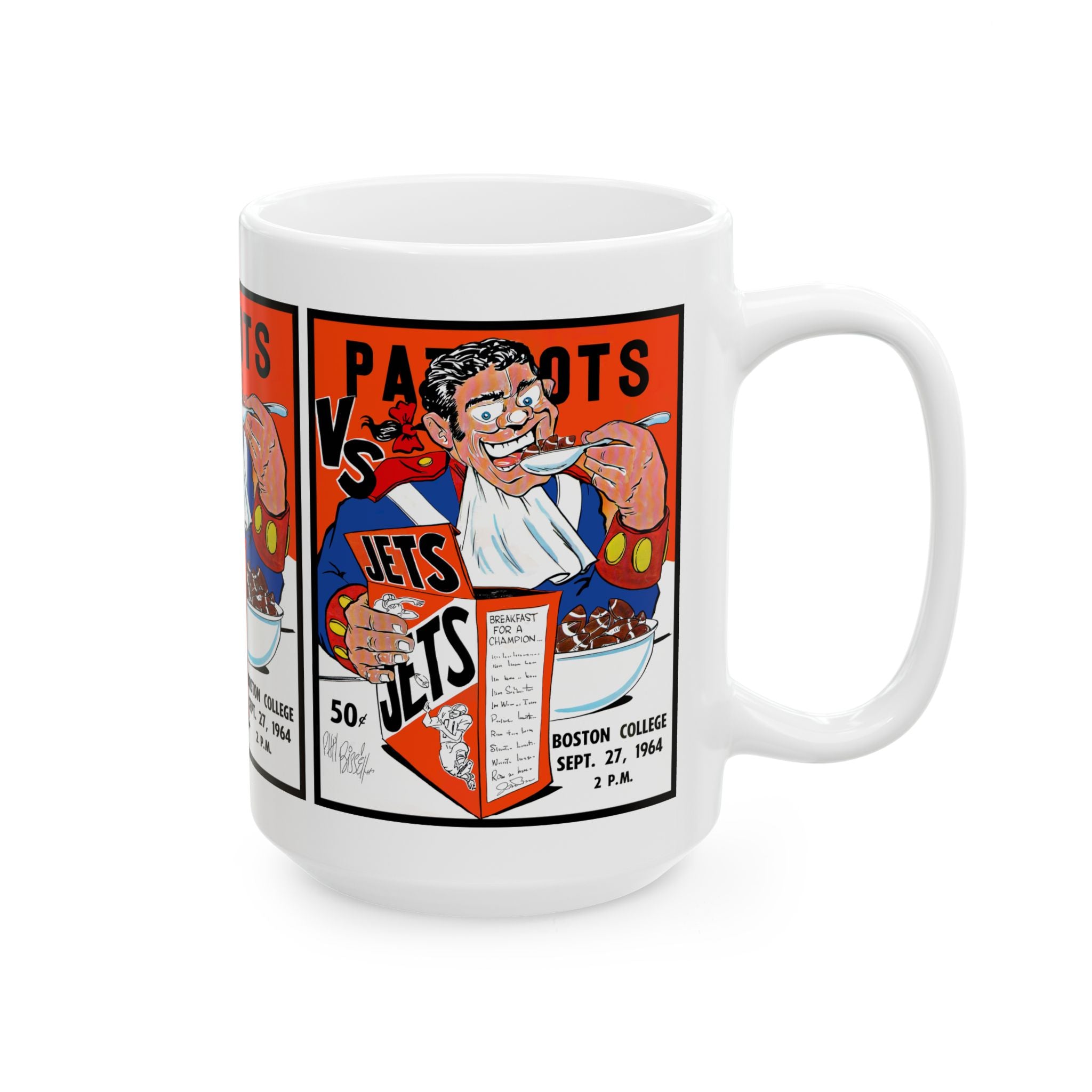 1964 Patriots vs Jets Football Mug | Retro Game Score Ceramic Coffee Cup 11oz and 15oz