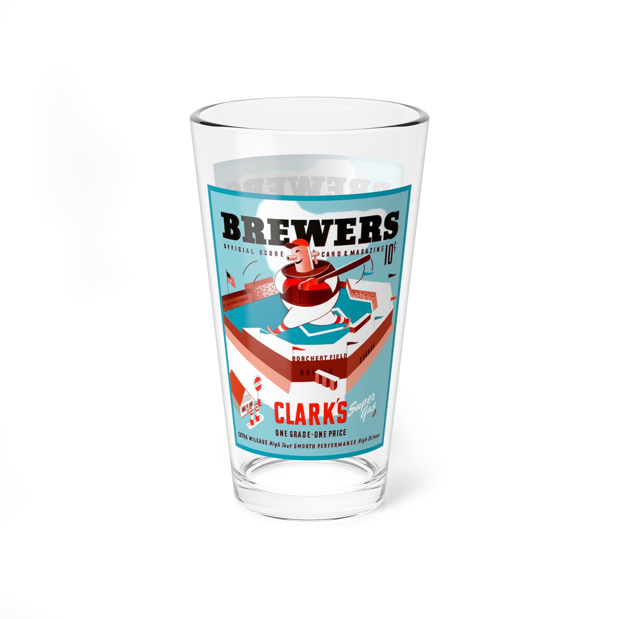 Mixing Glass, 16oz - Vintage 1943 Baseball Milwaukee Brewers, Perfect for Beer, Barware Gift, Sports Fan Collectible, Baseball Memorabilia,