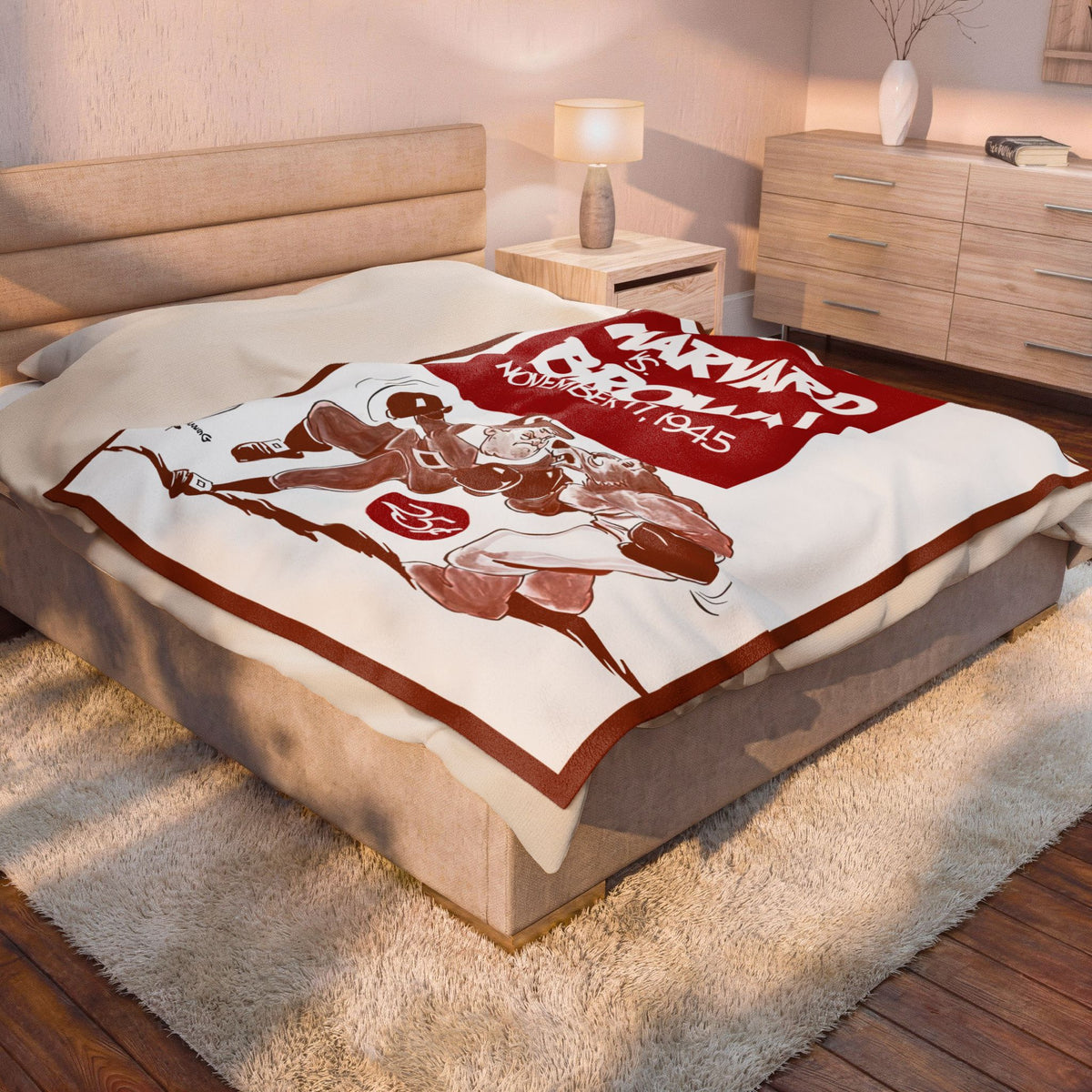 1945 Harvard vs. Brown Vintage Game Day Velveteen Plush Blanket
