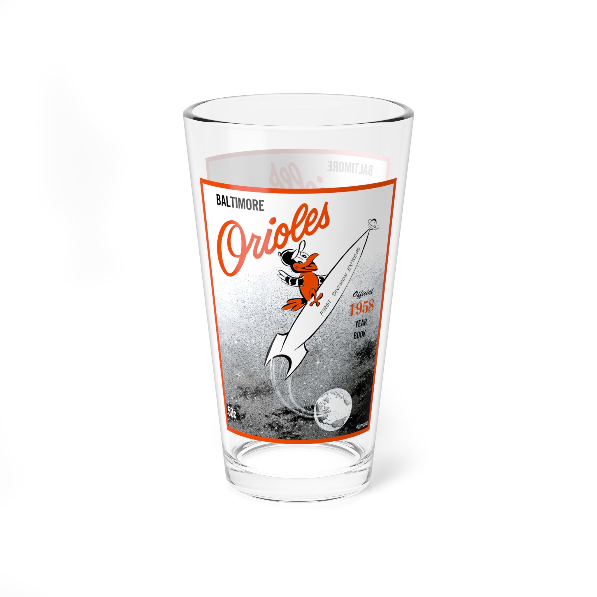 Vintage 1958 Baseball Baltimore Orioles Mixing Glass, 16oz - Retro Sports Bar Decor, Gift for Orioles Fans, Baseball Memorabilia, Man Cave