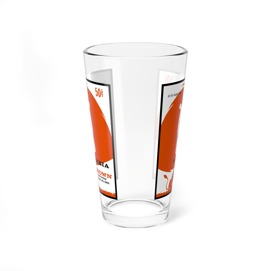 Mixing Glass, 16oz - 1961 Football Columbia-Brown. Unique Barware, Vintage Sports Fan Gift, Game Day Glassware, Retro Drinking Mug, Sports