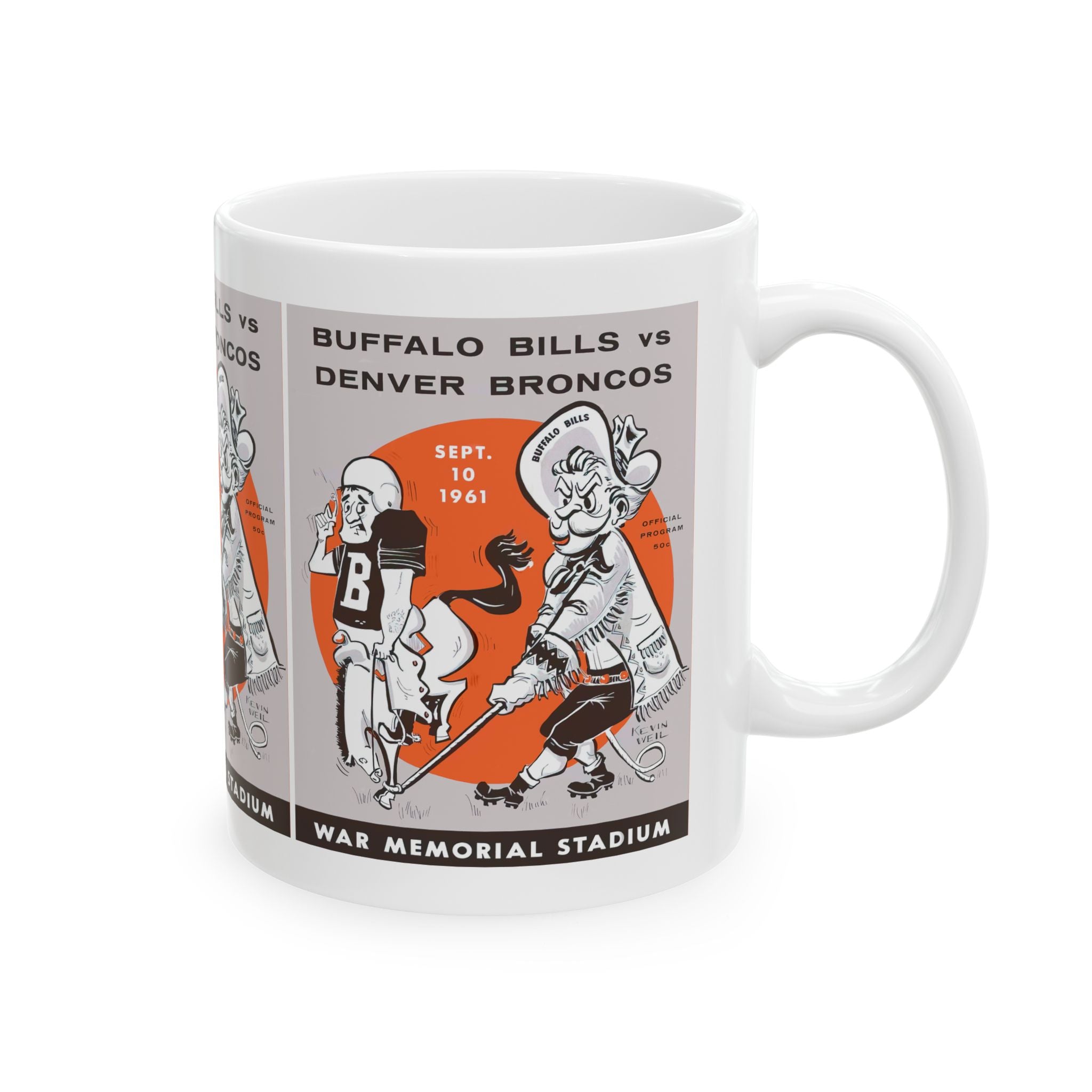 Vintage Buffalo Football Ceramic Mug, Football Sports Fan Gift, Retro Coffee Cup, Football Lover Tea Mug, 11oz 15oz