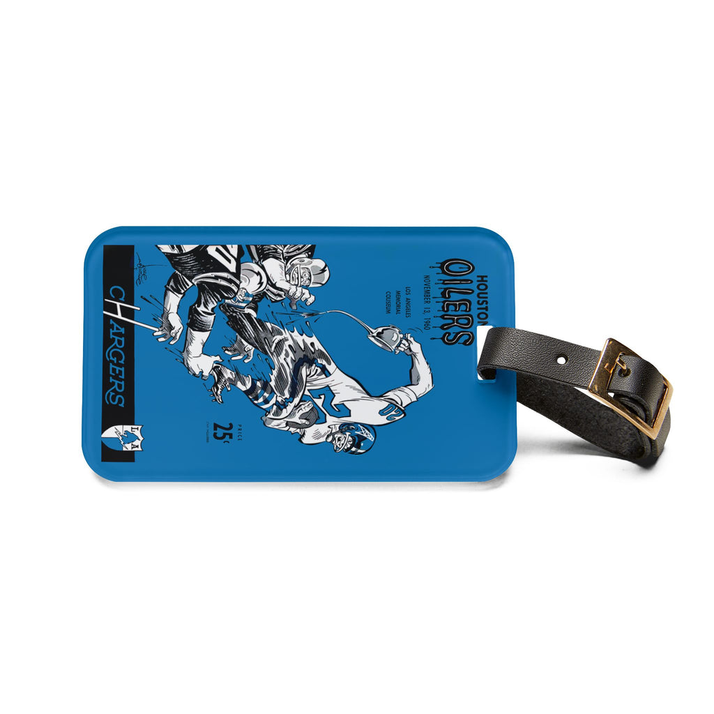 1960 Chargers vs Oilers Luggage Tag | Vintage Football Travel ID