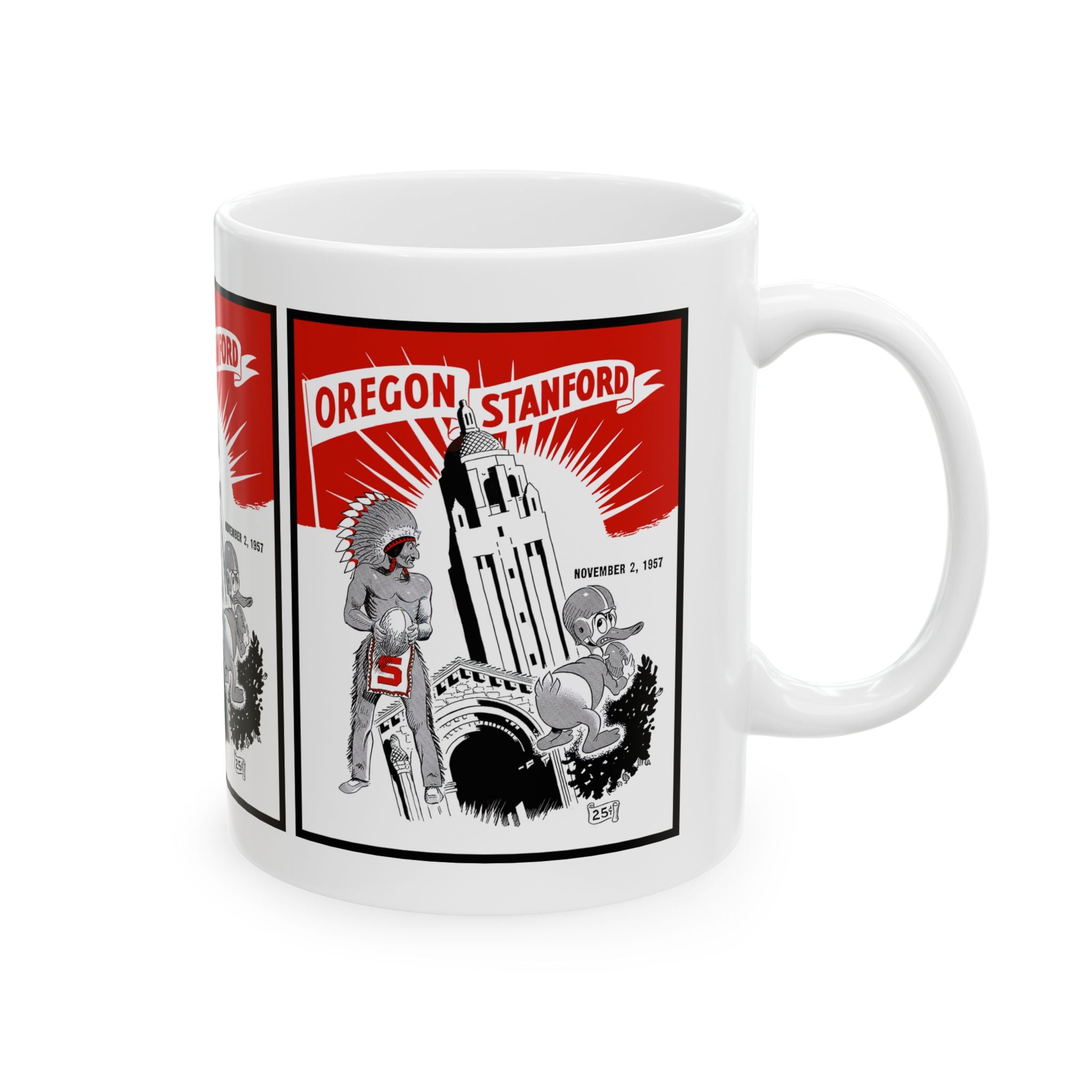 Vintage 1957 Oregon Stanford Football Ceramic Mug, Sports Fan Gift, College Football Memorabilia, Retro Coffee Cup, Football Enthusiast