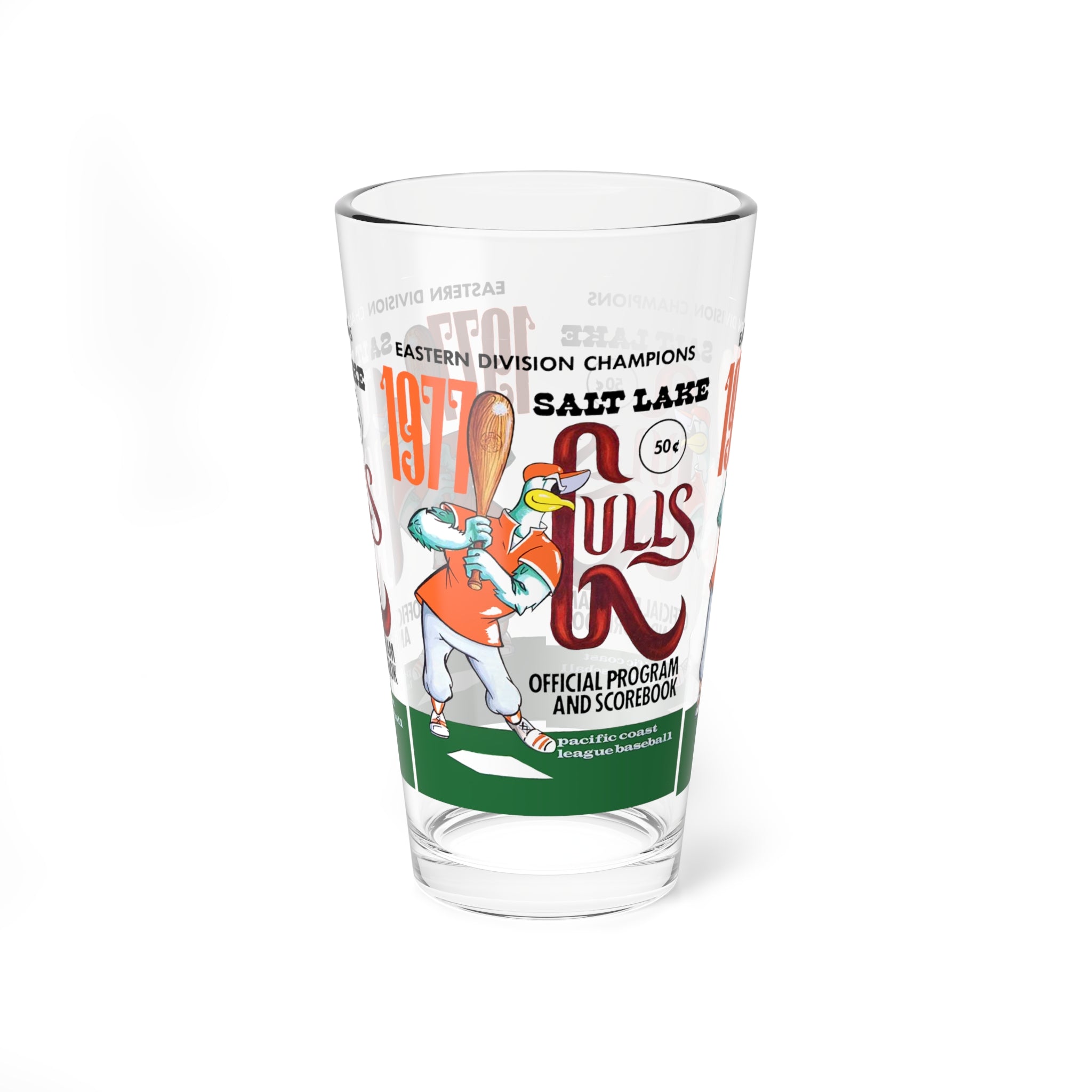 1977 Vintage Salt Lake City Gulls Baseball Program Cover -  Pint Glass, 16oz