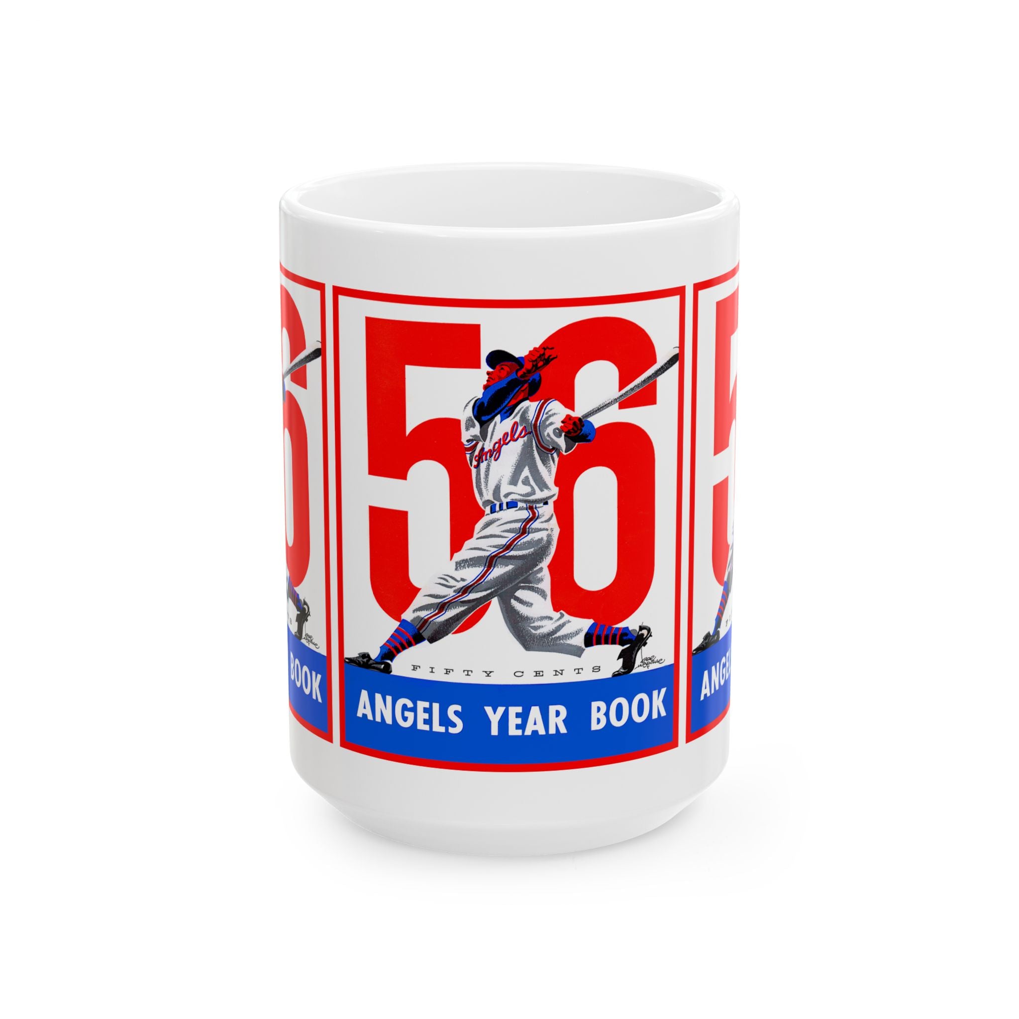 Vintage 1956 Baseball Los Angeles Angels Ceramic Mug, Gift for Baseball Fans, Sports Memorabilia, Collectible Cup, Beverage Holder