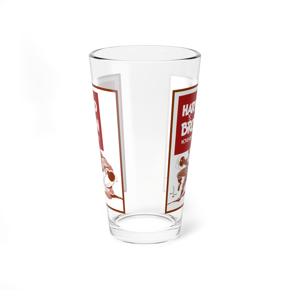 Mixing Glass —1945 Harvard vs Brown Vintage Football Game 16oz Pint Glass