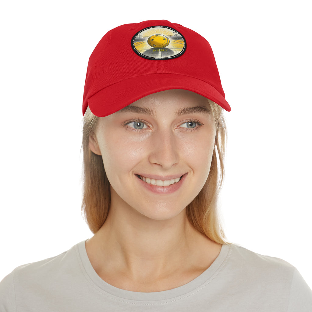 Pickleball - Dad Hat with Leather Patch (Round)