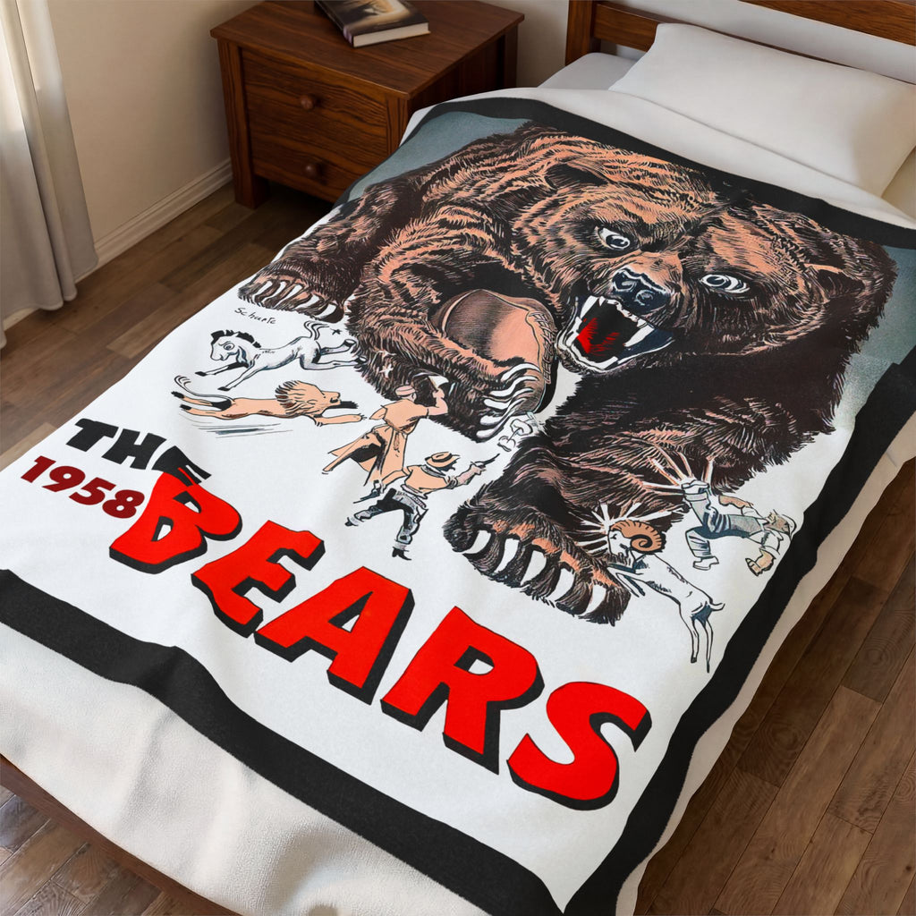 Velveteen Plush Blanket - 1958 Football Chicago Bears Yearbook, Throw Blanket, Bedding, Home Decor, Sports Fan Gift, Cozy Blanket