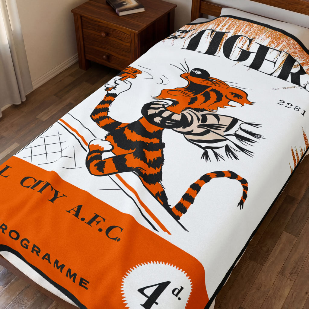 1956 Hull City AFC Football Velveteen Plush Blanket | Retro Football Memorabilia