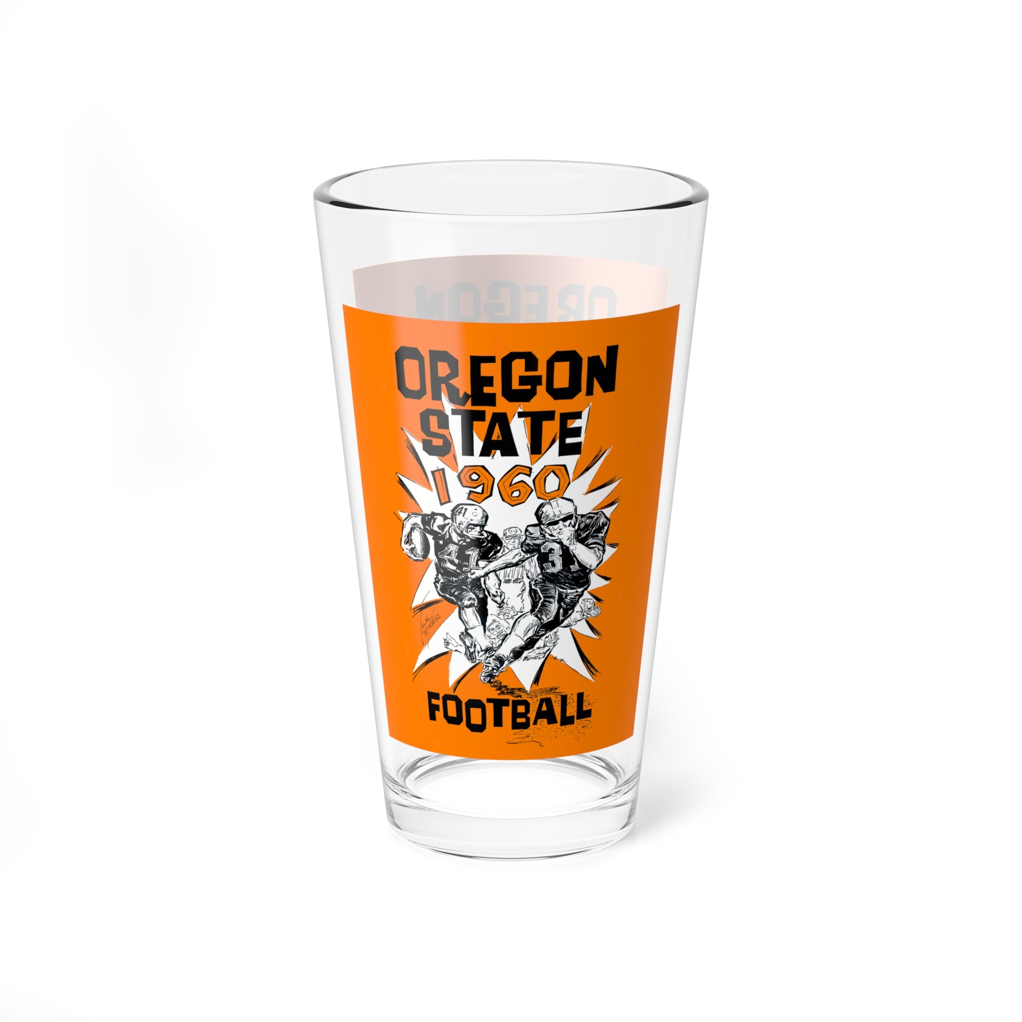 Mixing Glass, 16oz - 1960 Football Oregon State Memorabilia, Vintage Barware, Drinking Glass, Collectible Gift, Sports Fan Glassware