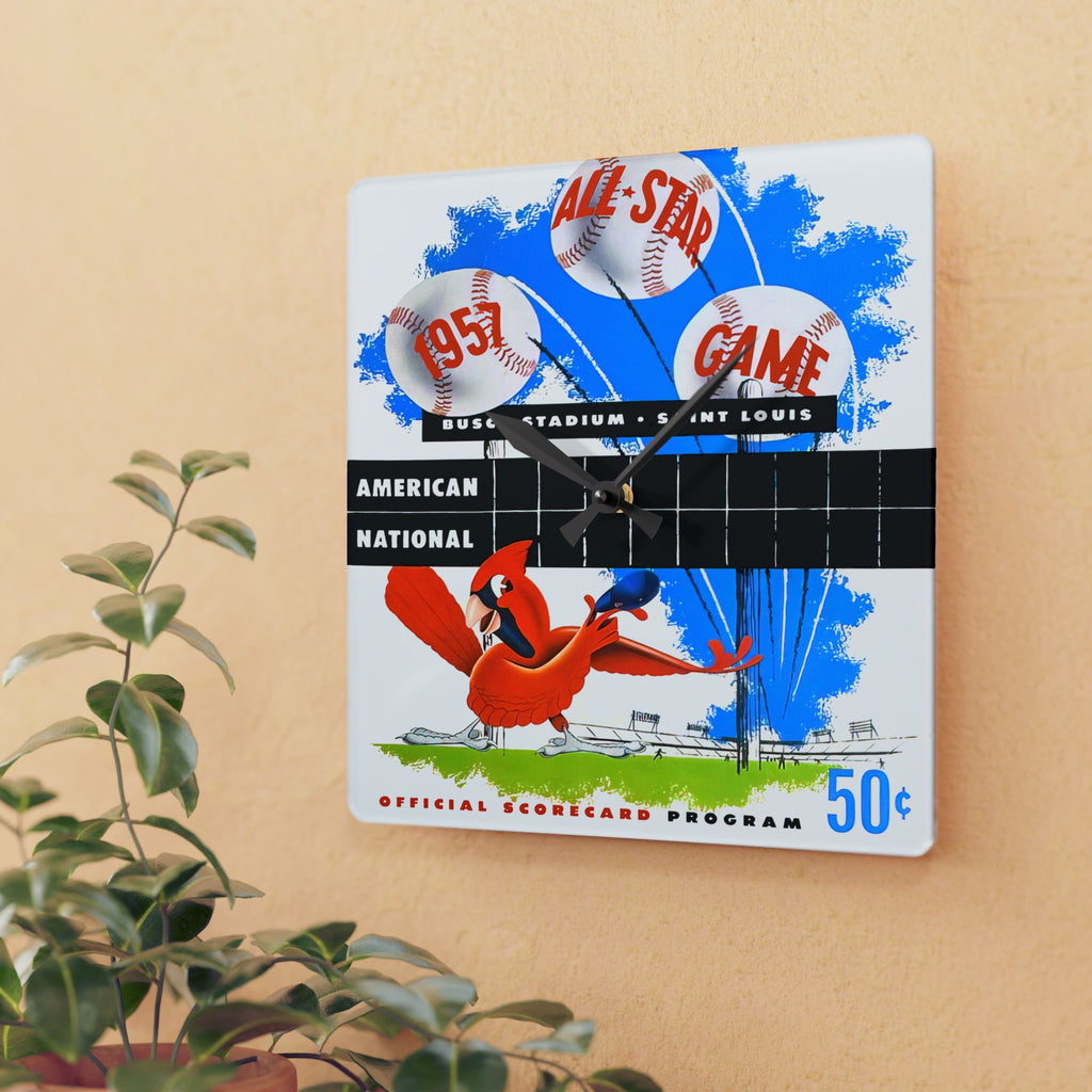1957 Vintage St Louis Cardinals - All-Star Baseball Game Program Cover   - Acrylic Wall Clock