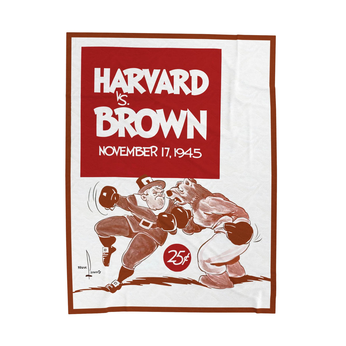 1945 Harvard vs. Brown Vintage Game Day Velveteen Plush Blanket