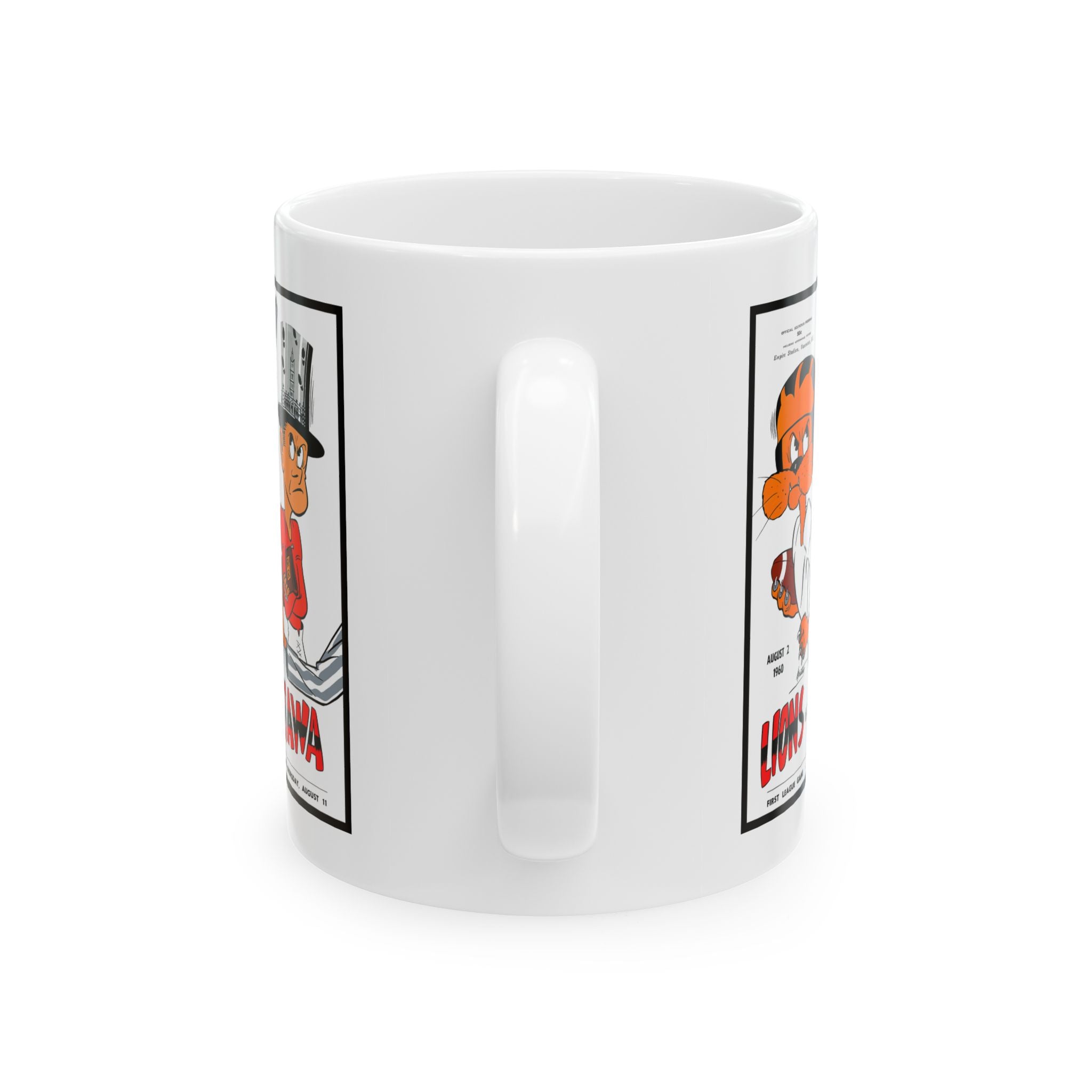 Vintage 1960 Football Ottawa Rough Riders vs BC Lions Ceramic Mug, Sports Fan Gift, Retro Style Cup, Football Game Memorabilia, CFL Matchup,