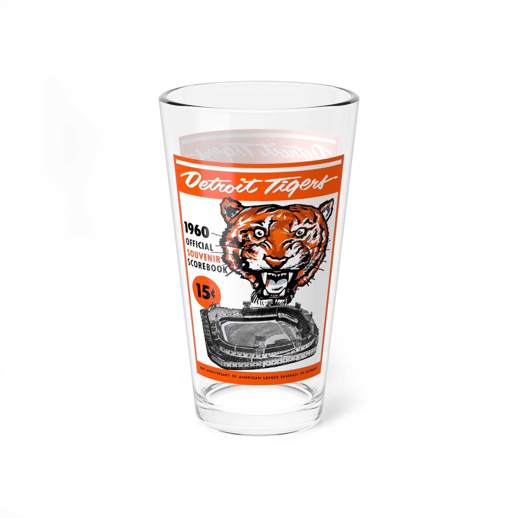 Mixing Glass, 16oz - 1960 Baseball Detroit Tigers, Vintage Sports Barware, Baseball Fan Gift, Retro Glassware, Sports Memorabilia Decor,