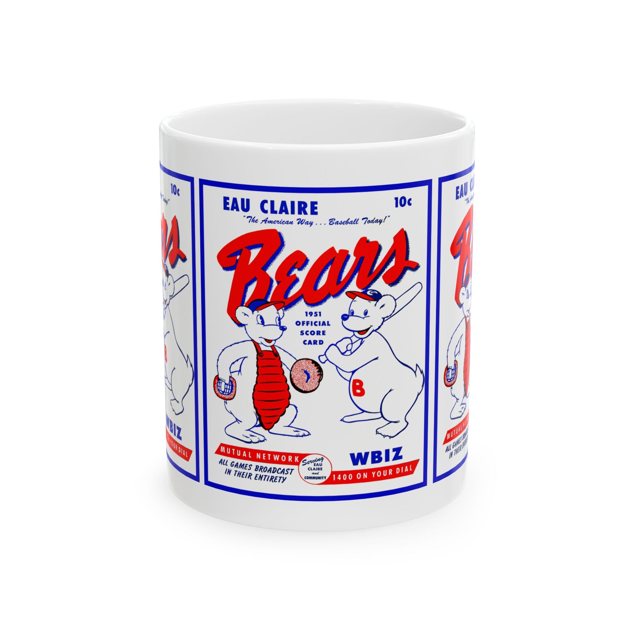 1951 Eau Claire Bears Baseball Ceramic Mug (11oz, 15oz)