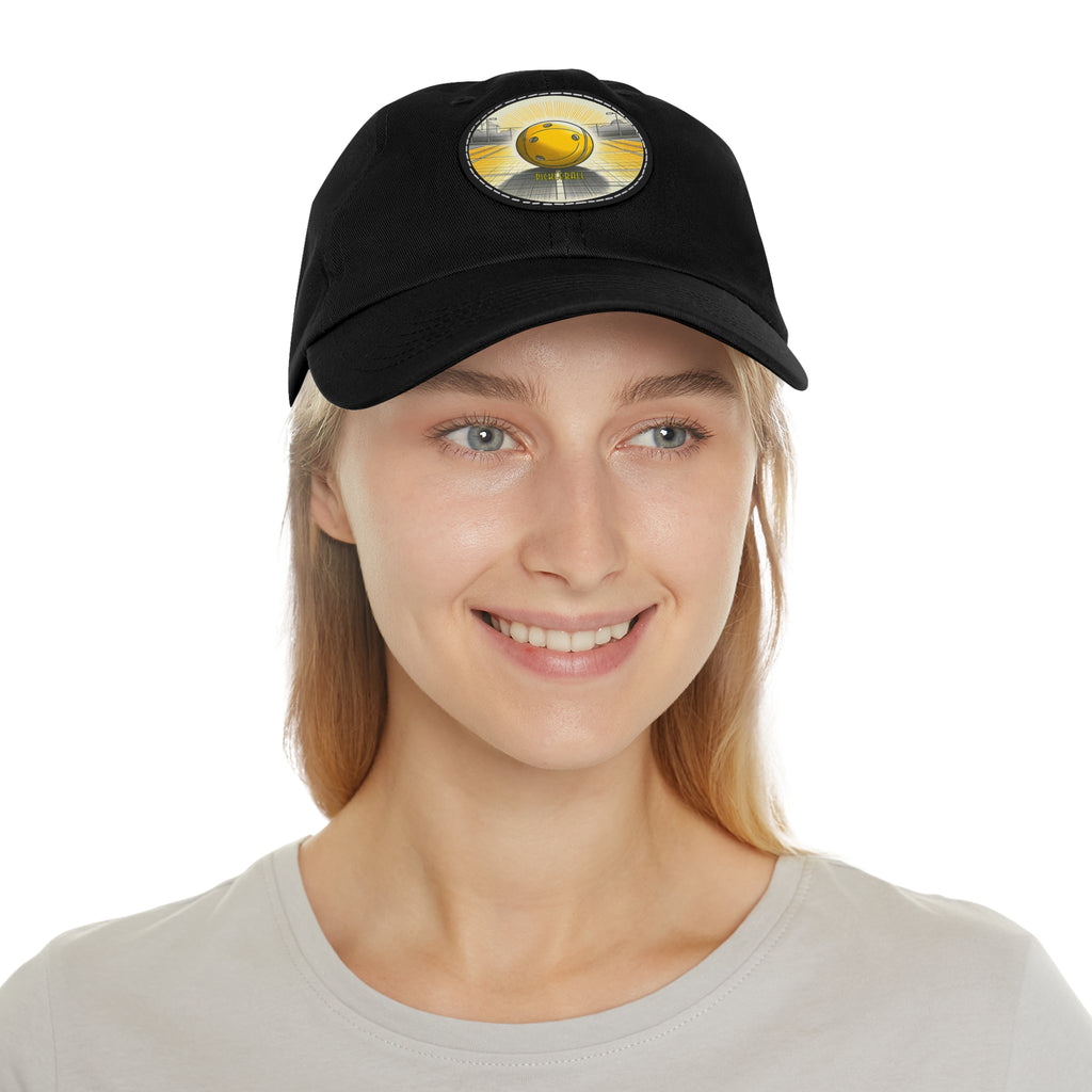 Pickleball - Dad Hat with Leather Patch (Round)