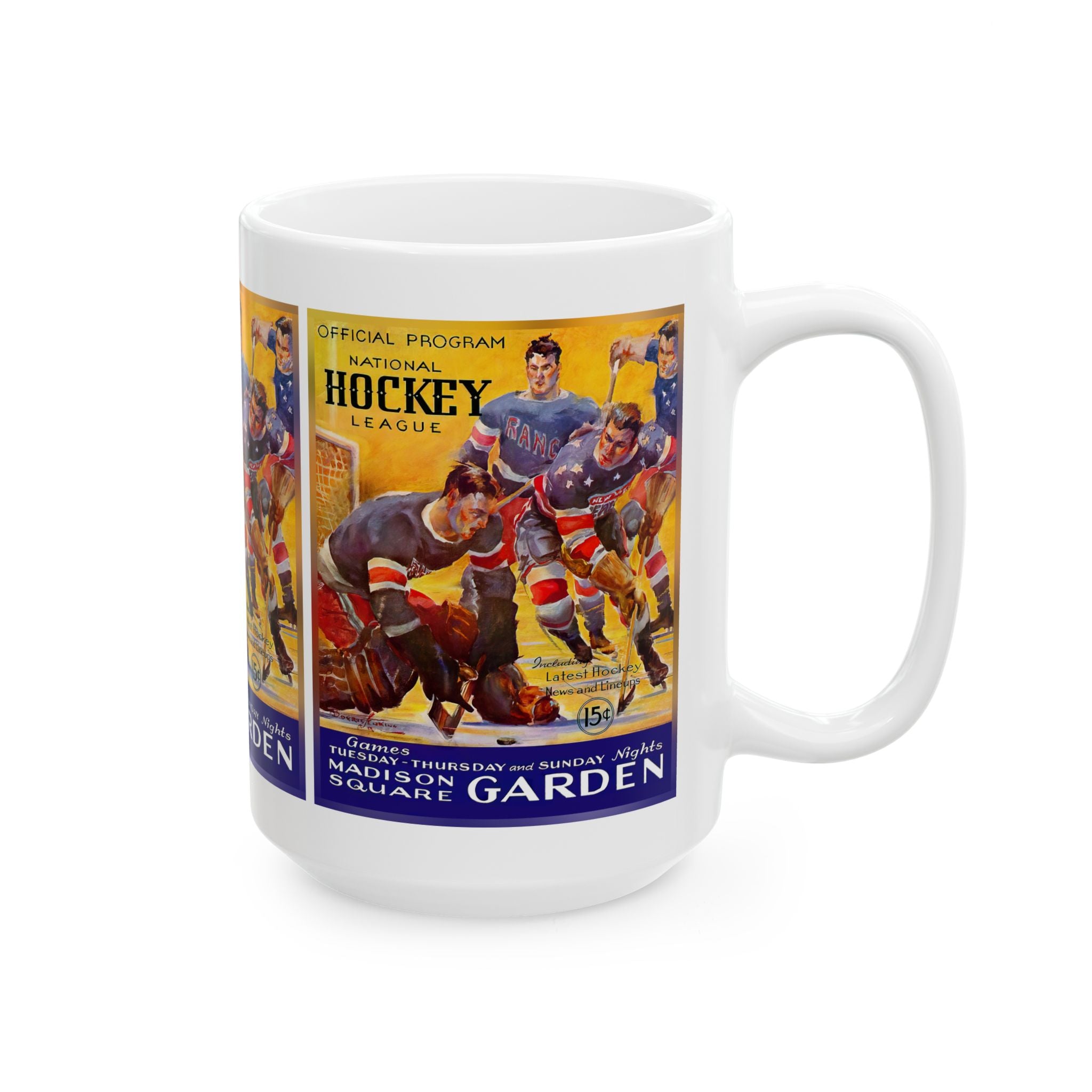 Retro Hockey Ceramic Mug, 1935-1936 New York Americans Sports Fan Gift Cup, Coffee Tea Drinkware, NHL Team History Memorabilia, Hockey Lover