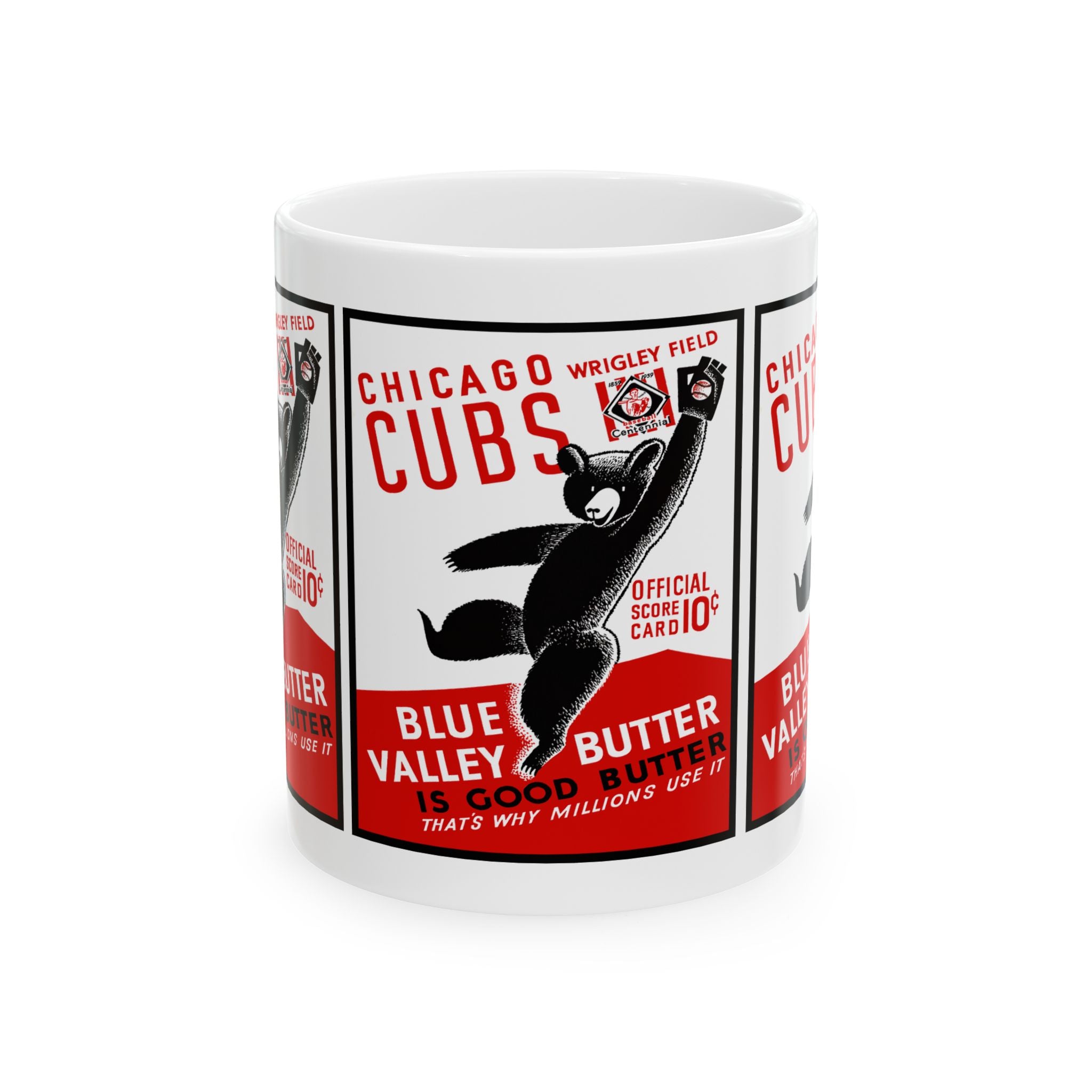Vintage 1939 Baseball Chicago Cubs Program Ceramic Mug, Collectible Sports Memorabilia, Baseball Fan Gift, Coffee Cup, Tea Mug, Sports Decor