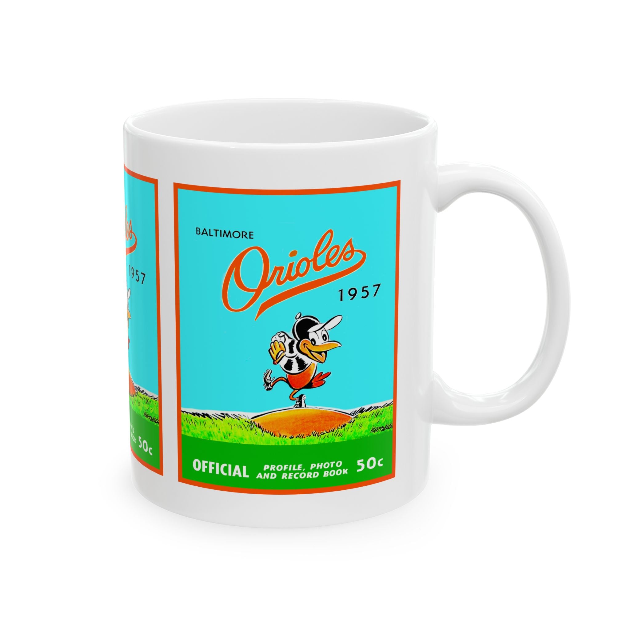 1957 Vintage Baltimore Orioles Program Cover - Ceramic Mug, 11oz, 15oz