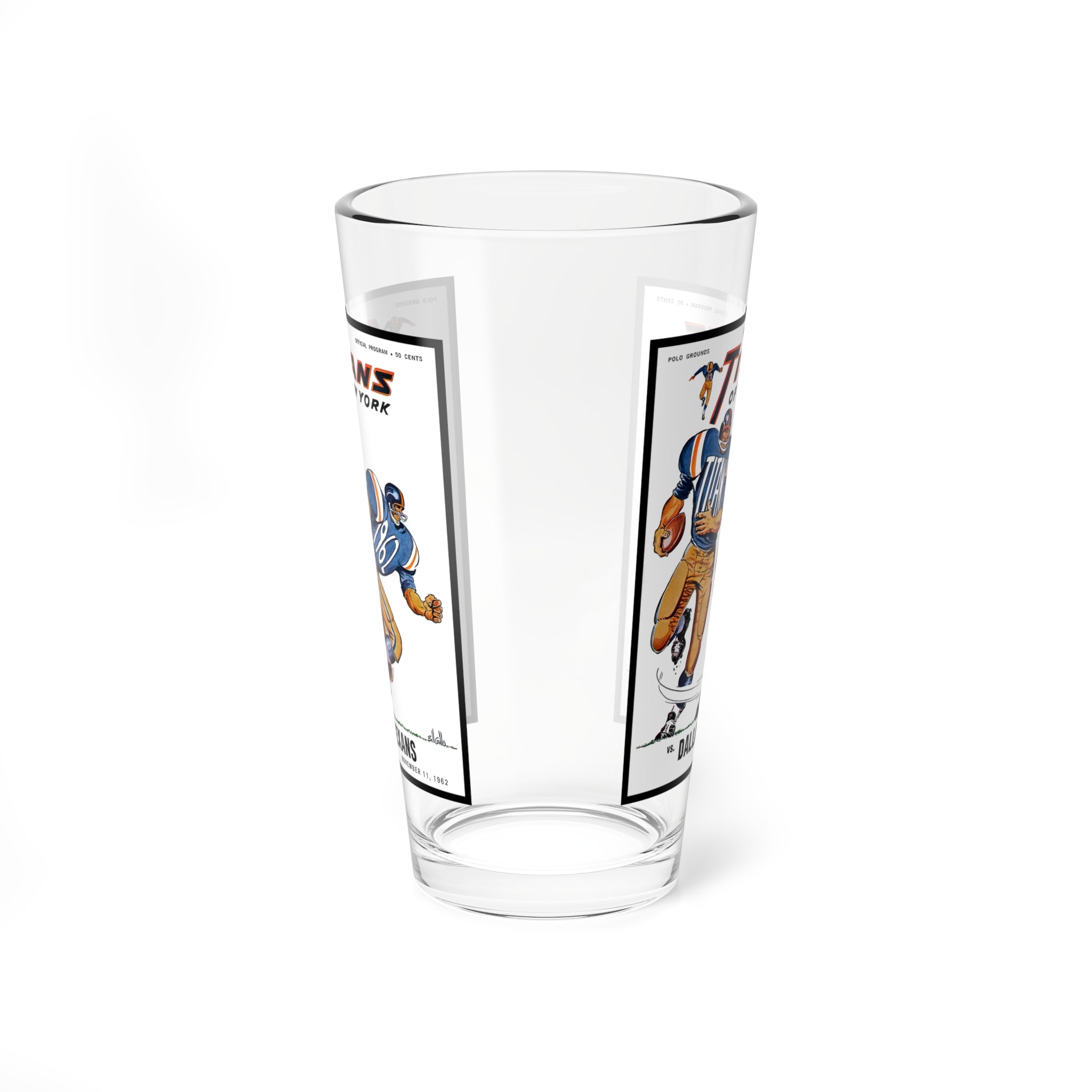 Mixing Glass, 16oz - 1962 Football New York Titans-Dallas Texans, Football Fan Gift, Sports Barware, Retro Football Decor, Vintage Game Day