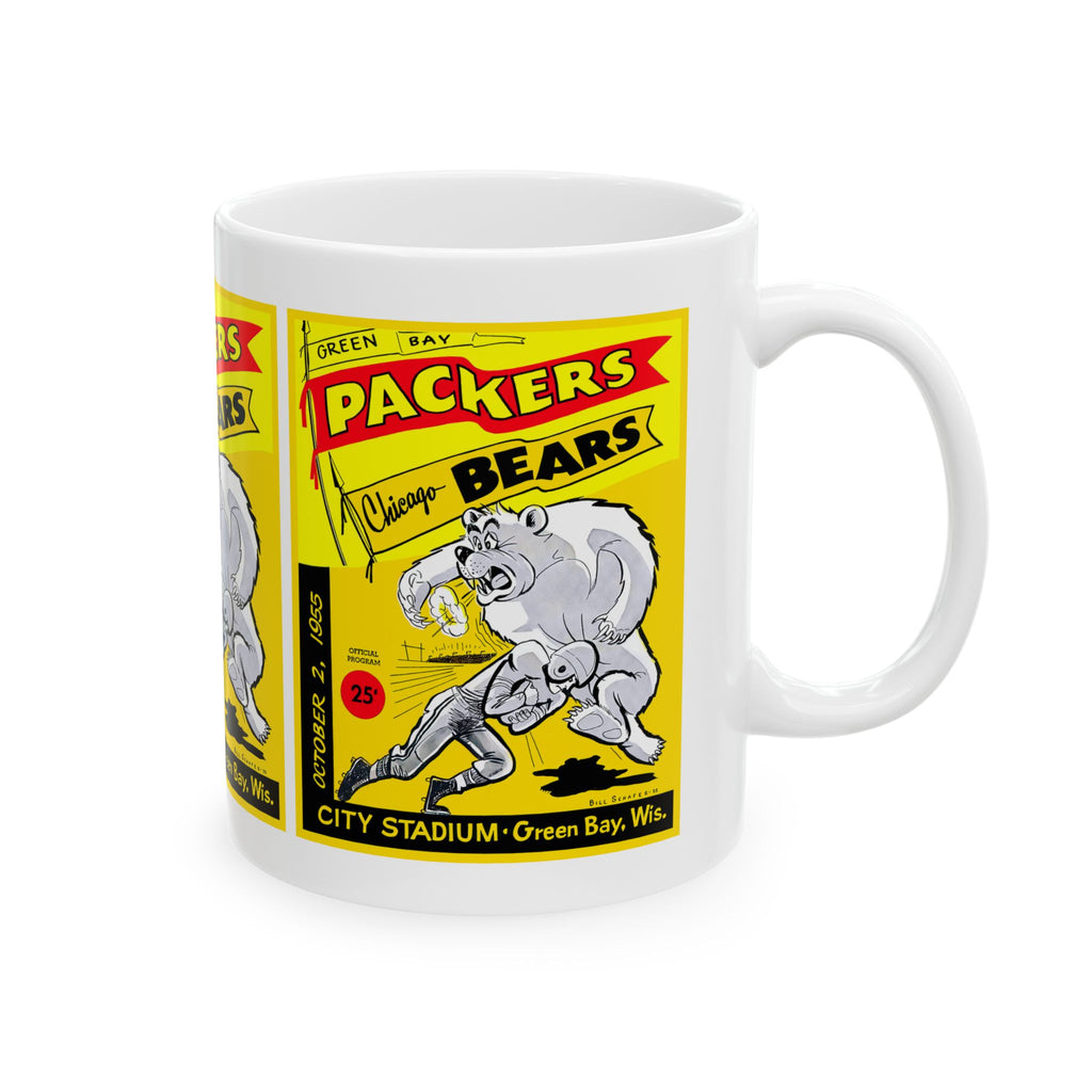 Sports Fan Ceramic Mug, 1955 Chicago Bears Green Bay Packers Football Team Gift, 11oz 15oz Cup, Football Decor, Coffee Tea Cup