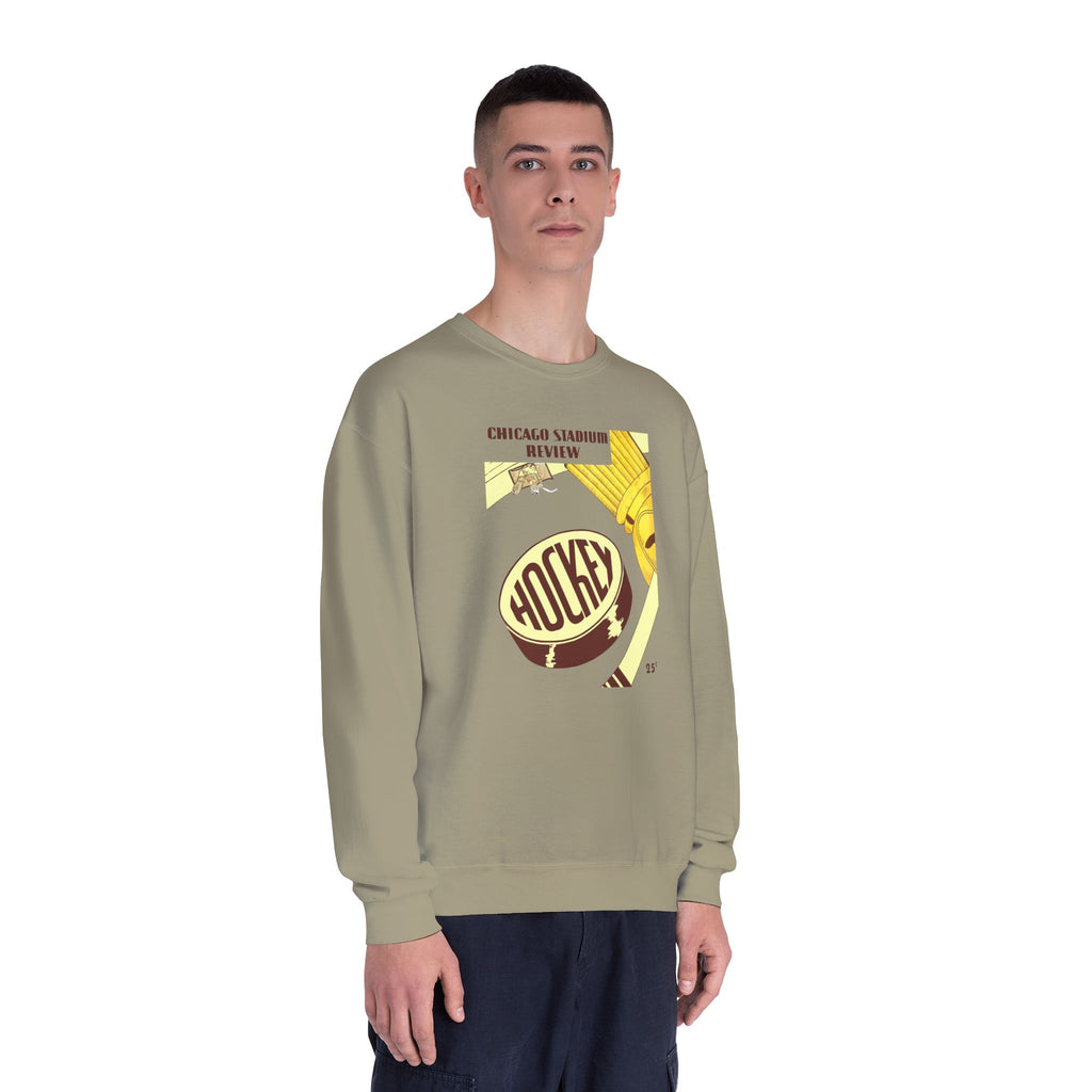 1947-1948 Vintage Chicago Black Hawks Hockey Program Cover  -  NuBlend® Crewneck Sweatshirt