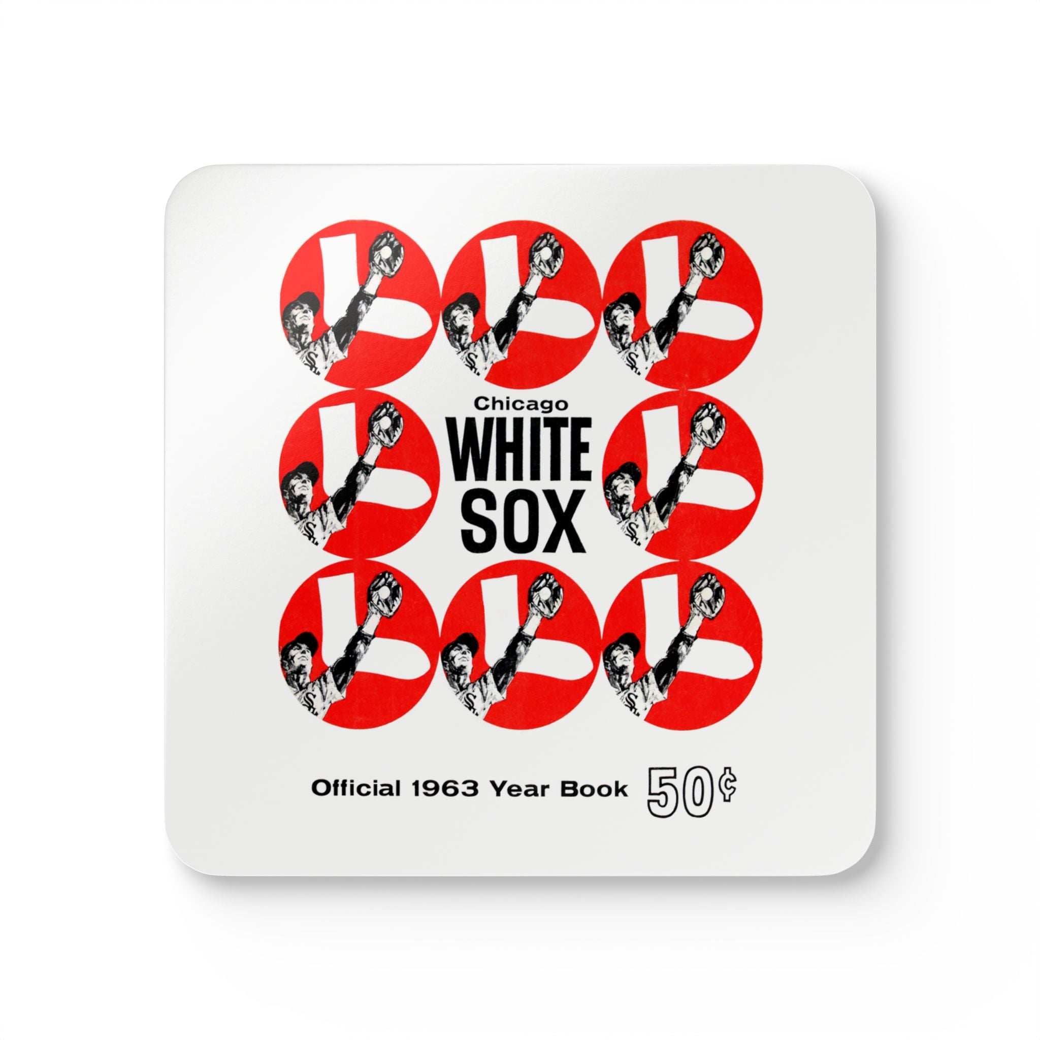 1963 Vintage Chicago White Sox Baseball Yearbook Cover - Corkwood Coaster Set