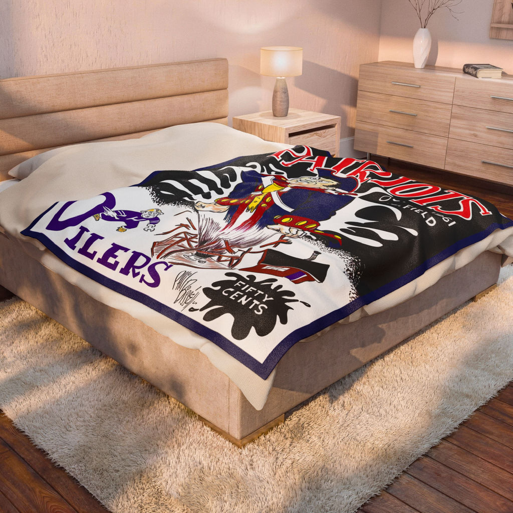 Vintage Boston Patriots-Houston Oilers Football Program Cover Velveteen Plush Blanket - Retro Sports, Football  Fan Gift, Football Game Day