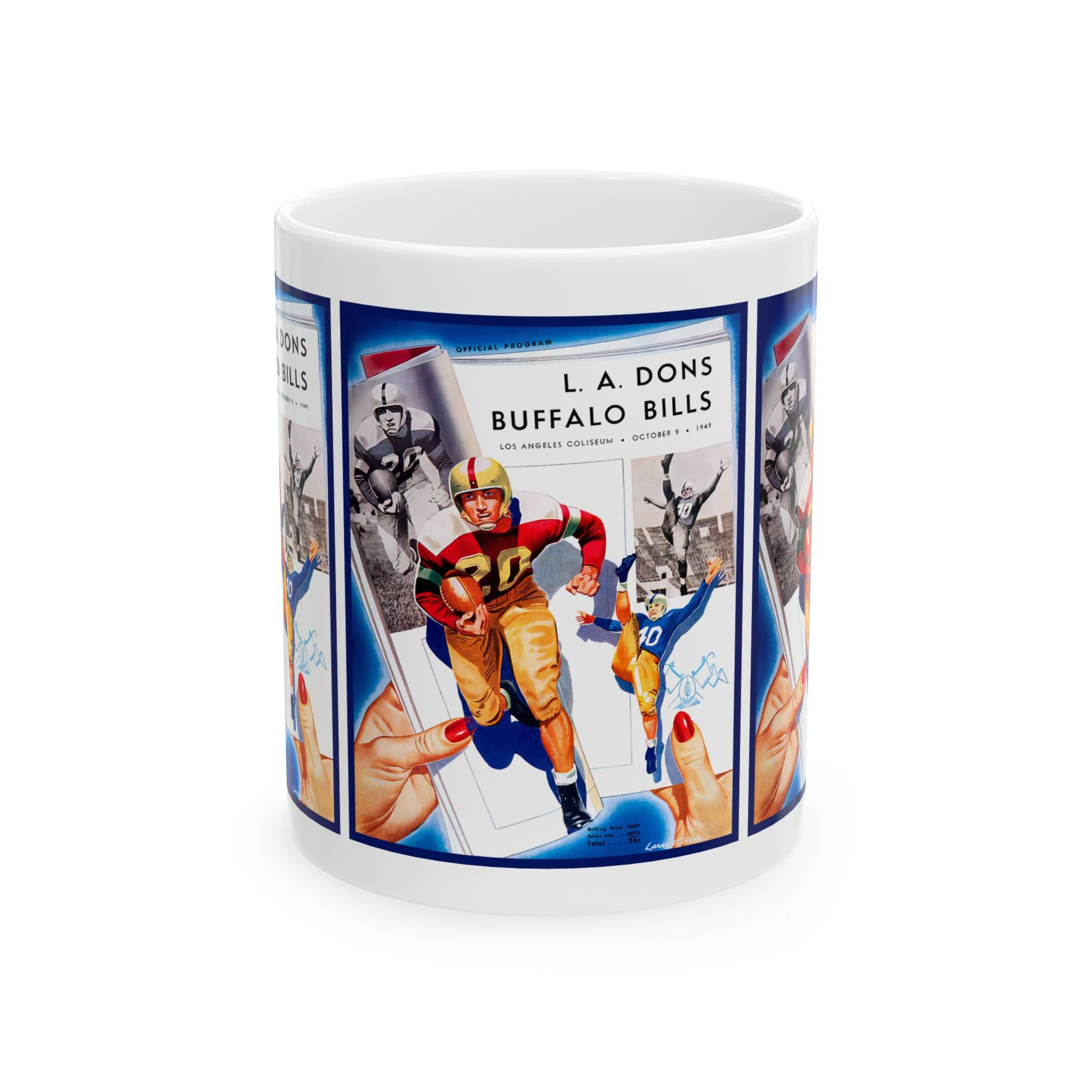 1949 Vintage Los Angeles Dons- Buffalo Bills Football Program Cover - Ceramic Mug, 11oz