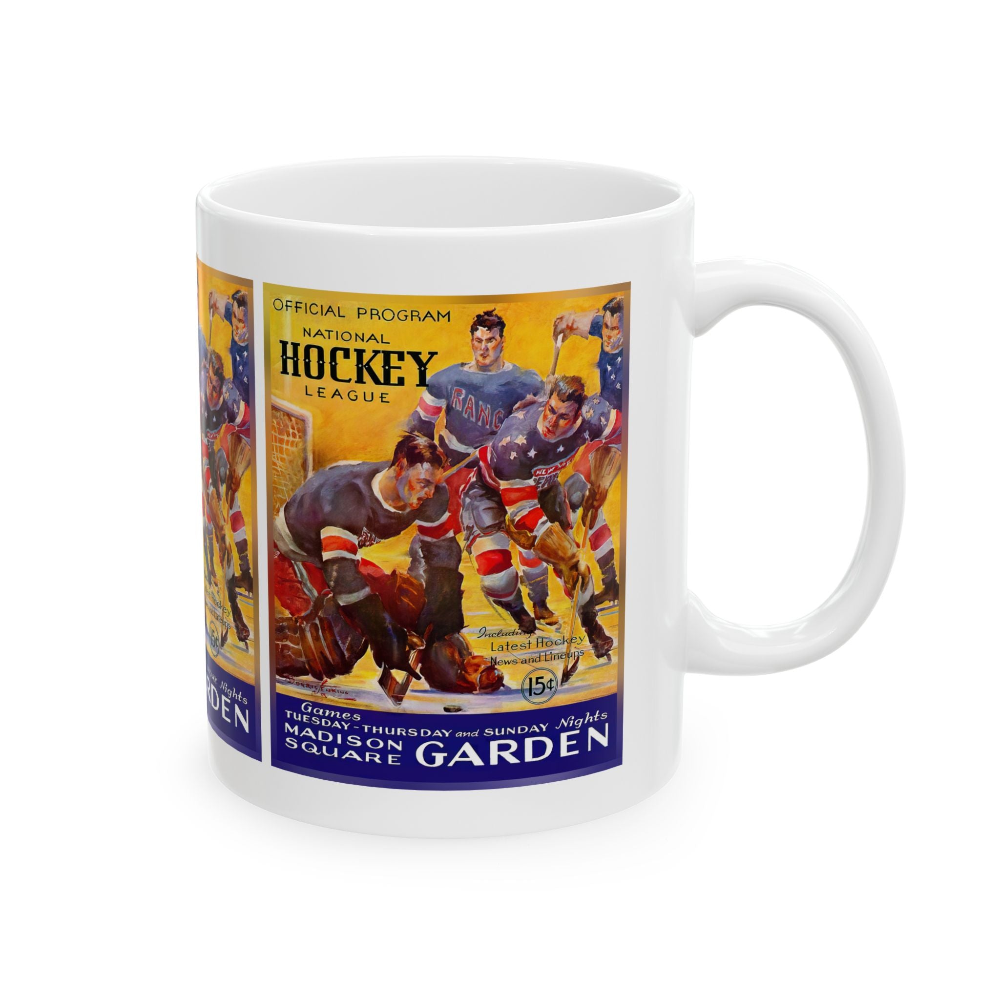 Vintage New York Americans Hockey Program Cover Ceramic Mug, 11oz 15oz - Gift for Hockey Fans, Hockey Memorabilia, Sports Souvenir, Hockey