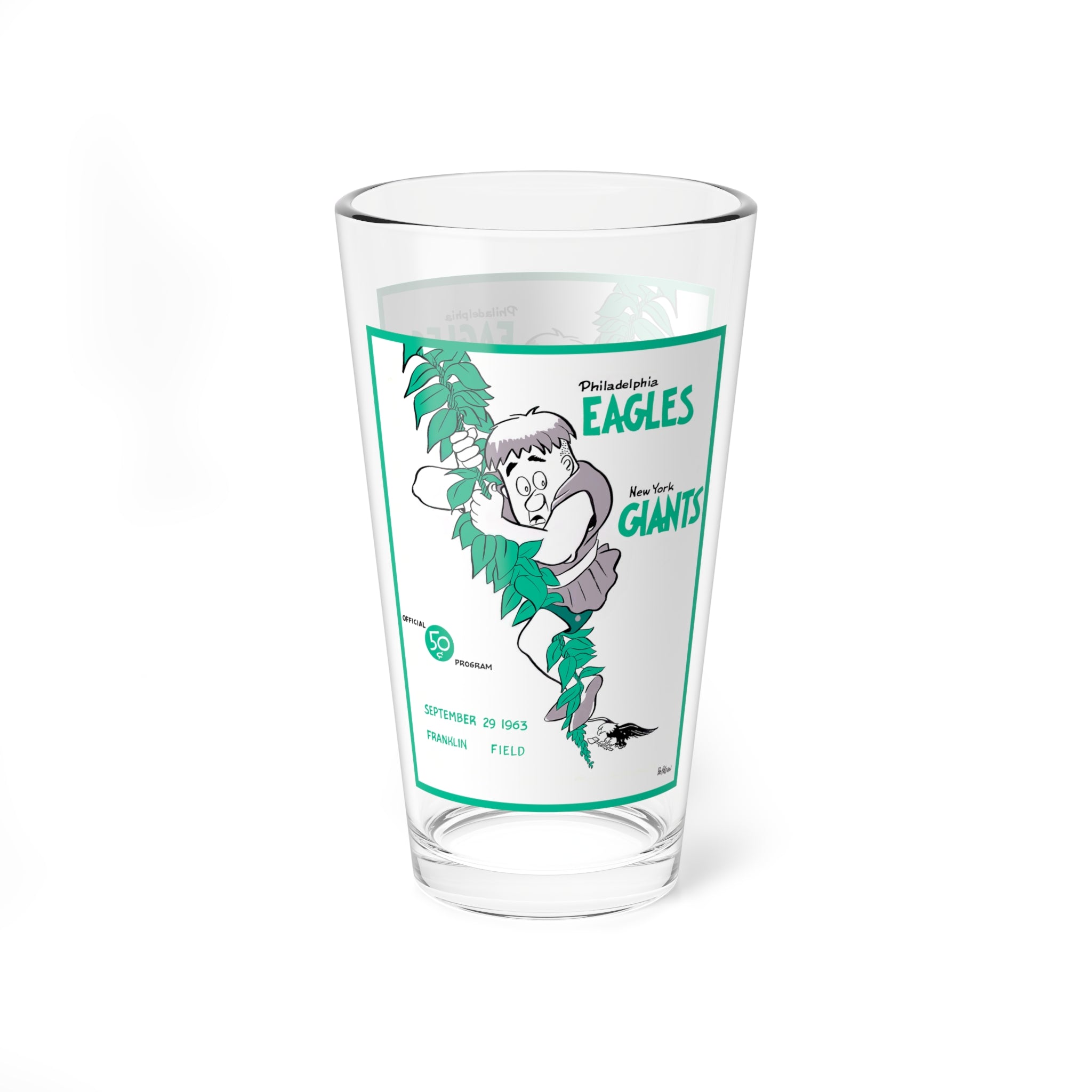 Mixing Glass, 16oz - 1963 Football Philadelphia Eagles New York Giants, Vintage Football Barware, Sports Fan Gift, NFL Memorabilia, Retro
