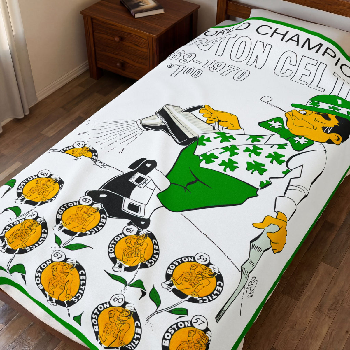 1969-1970 Boston Celtics Velveteen Plush Blanket – World Champion
