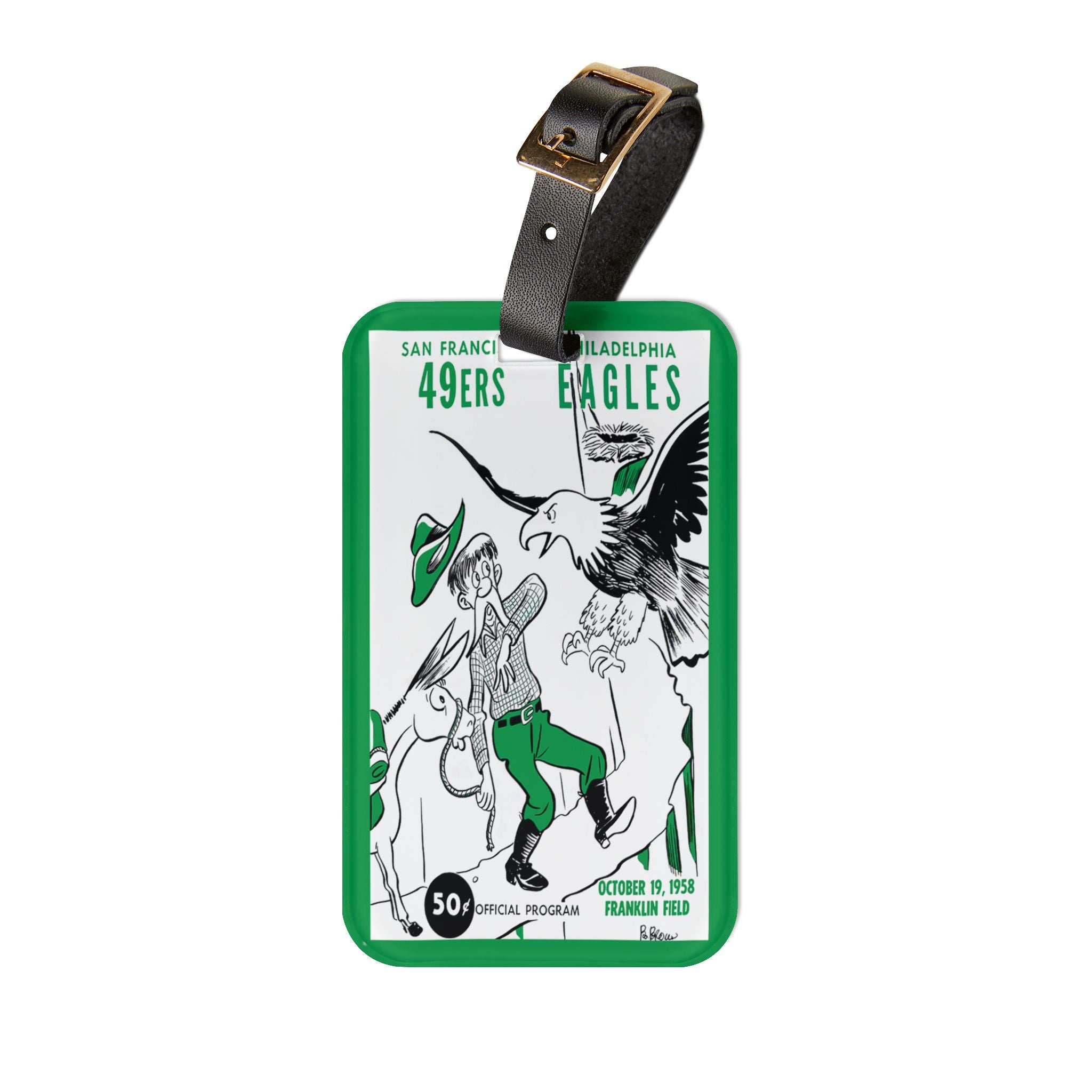 1958 49ers vs Eagles Football Luggage Tag | Vintage Game Year Sports