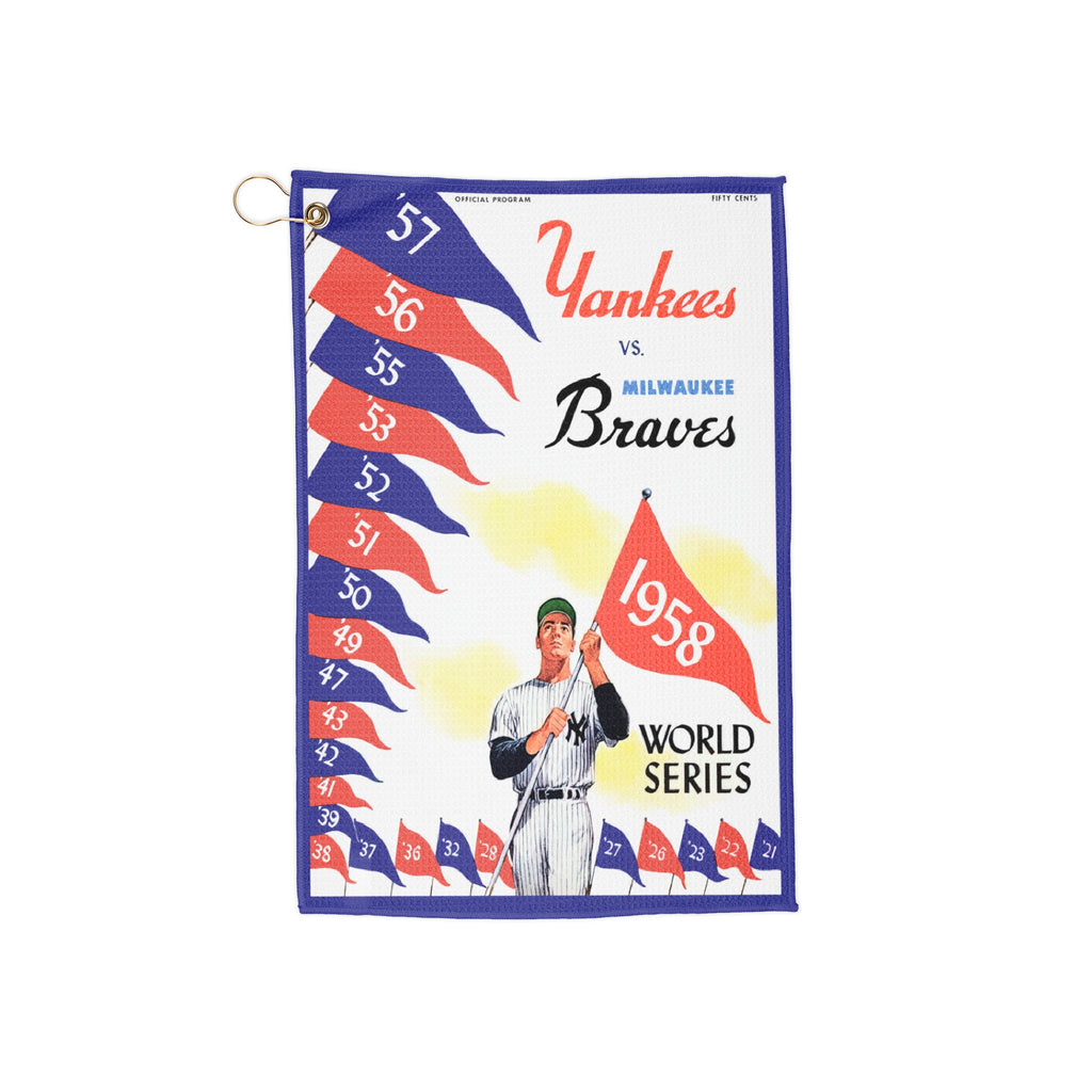 Golf Towels, 1958 Baseball World Series New York Yankees-Milwaukee Braves Retro Sports Towel, Golf Towel Gifts,Golf Accessories, Golf Decor