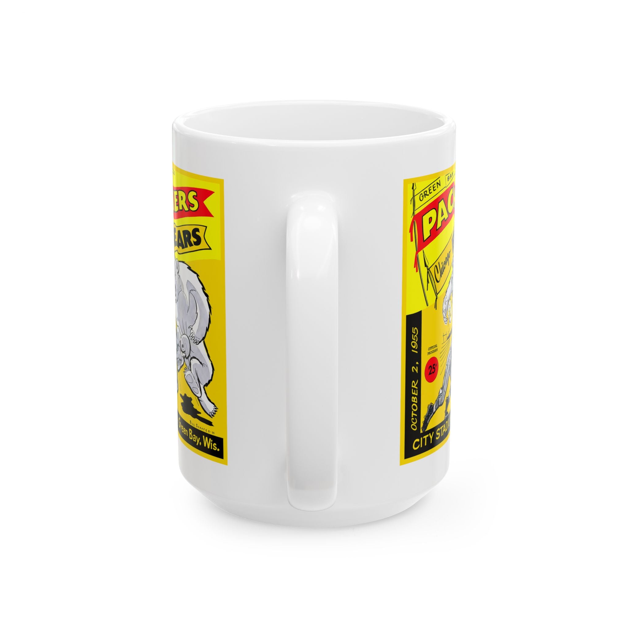 Sports Fan Ceramic Mug, 1955 Chicago Bears Green Bay Packers Football Team Gift, 11oz 15oz Cup, Football Decor, Coffee Tea Cup