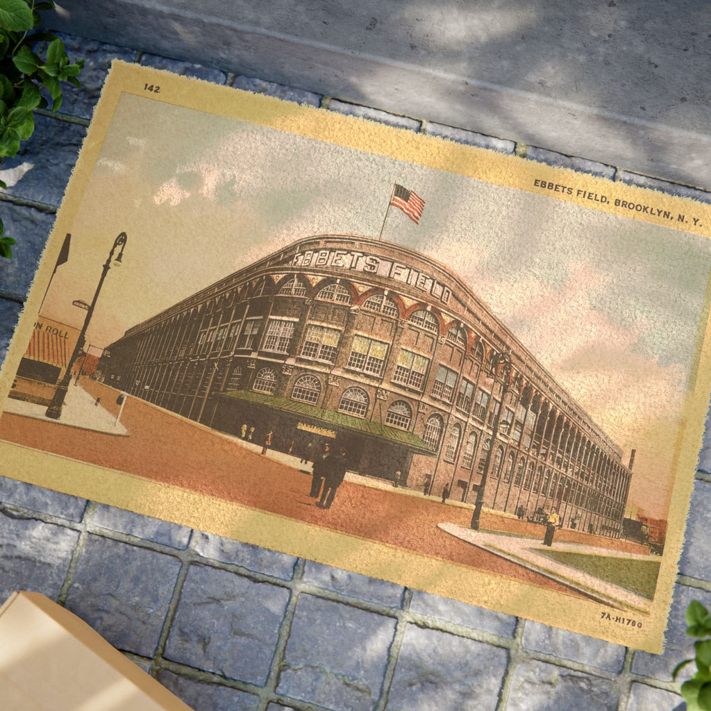 Vintage Brooklyn Dodgers Ebbets Field Street View Postcard - Doormat