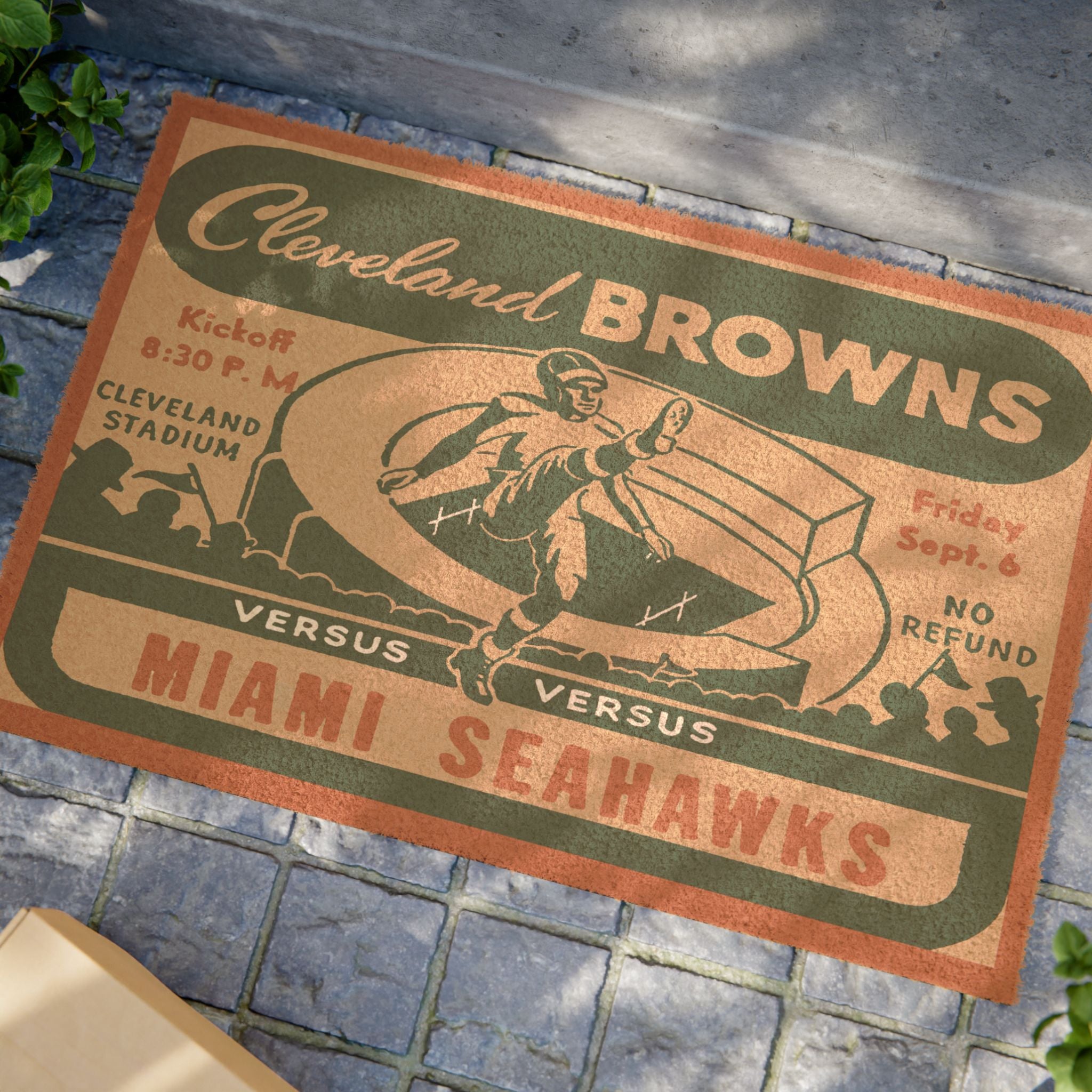 Doormat — 1946 Cleveland Browns vs Miami Seahawks AAFC Vintage Football Design