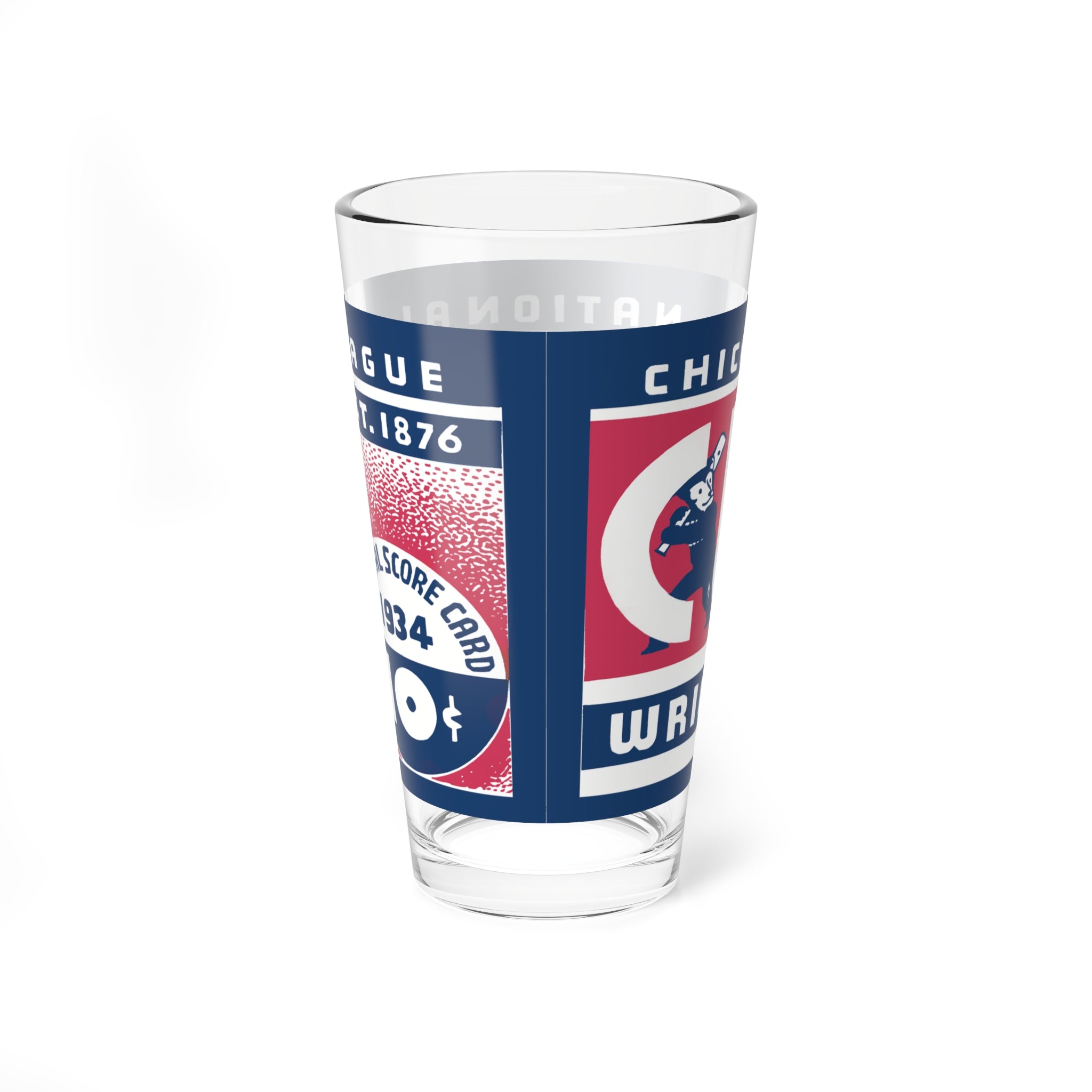 Mixing Glass, Chicago Cubs Baseball 1934, 16oz - Gift for Sports Fans, Collectible Glass, Baseball Memorabilia, Barware, Sports Decor