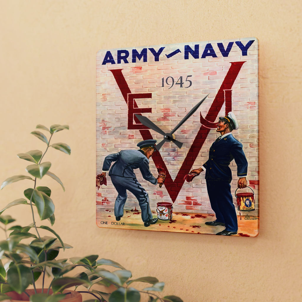 1945 Vintage Army-Navy Football VE-VJ Program Cover - Acrylic Wall Clock