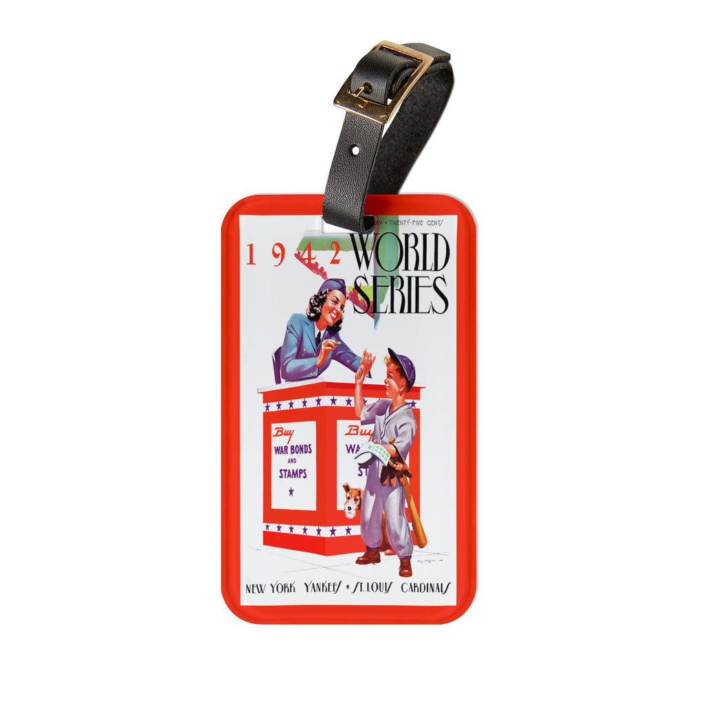 1942 Baseball World Series Luggage Tag — St. Louis vs. New York Vintage Travel Tag