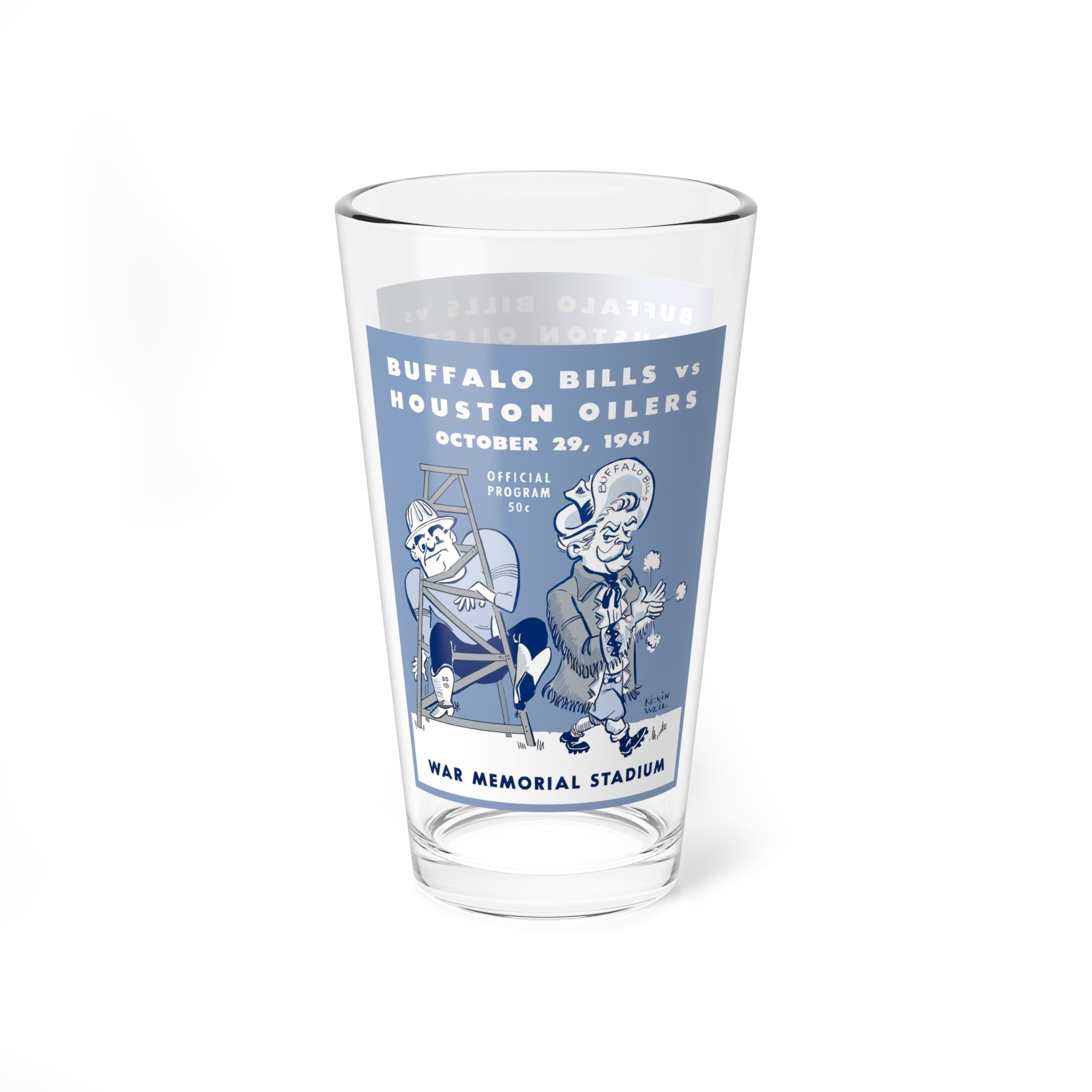Mixing Glass, 16oz - Retro 1961 Football Buffalo Bills Houston Oilers, Sports Bar Glassware, Beer Glass, Gift for Sports Fans, Game Day