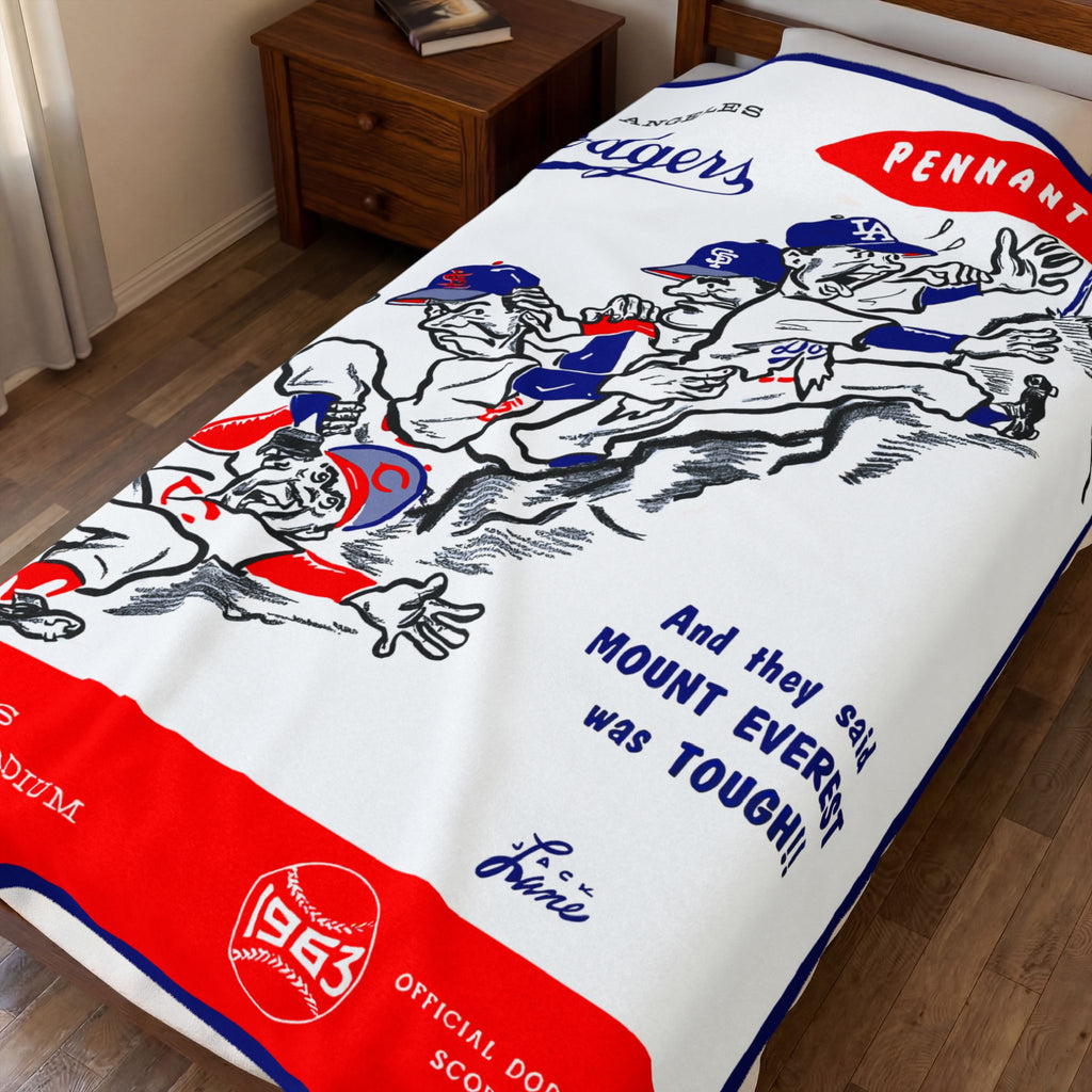 1963 Dodgers Vintage Pennant Velveteen Plush Blanket — "And they said Mount Everest was TOUGH!!"