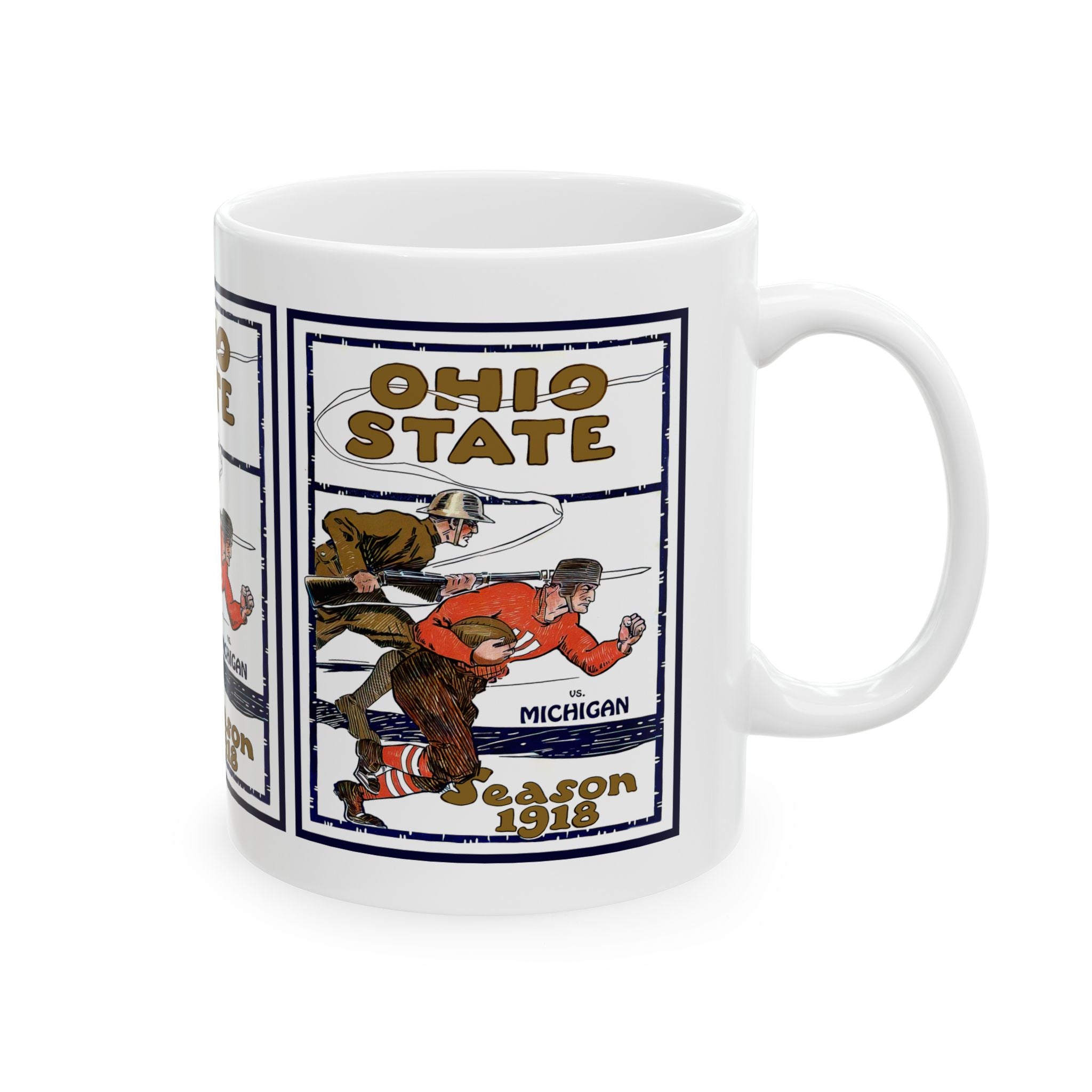 College Football Ceramic Mug, 1918 Ohio State Michigan Football, Sports Fan Gift, Football Fan Cup, Unique Pottery Mug, Game Day Drinkware