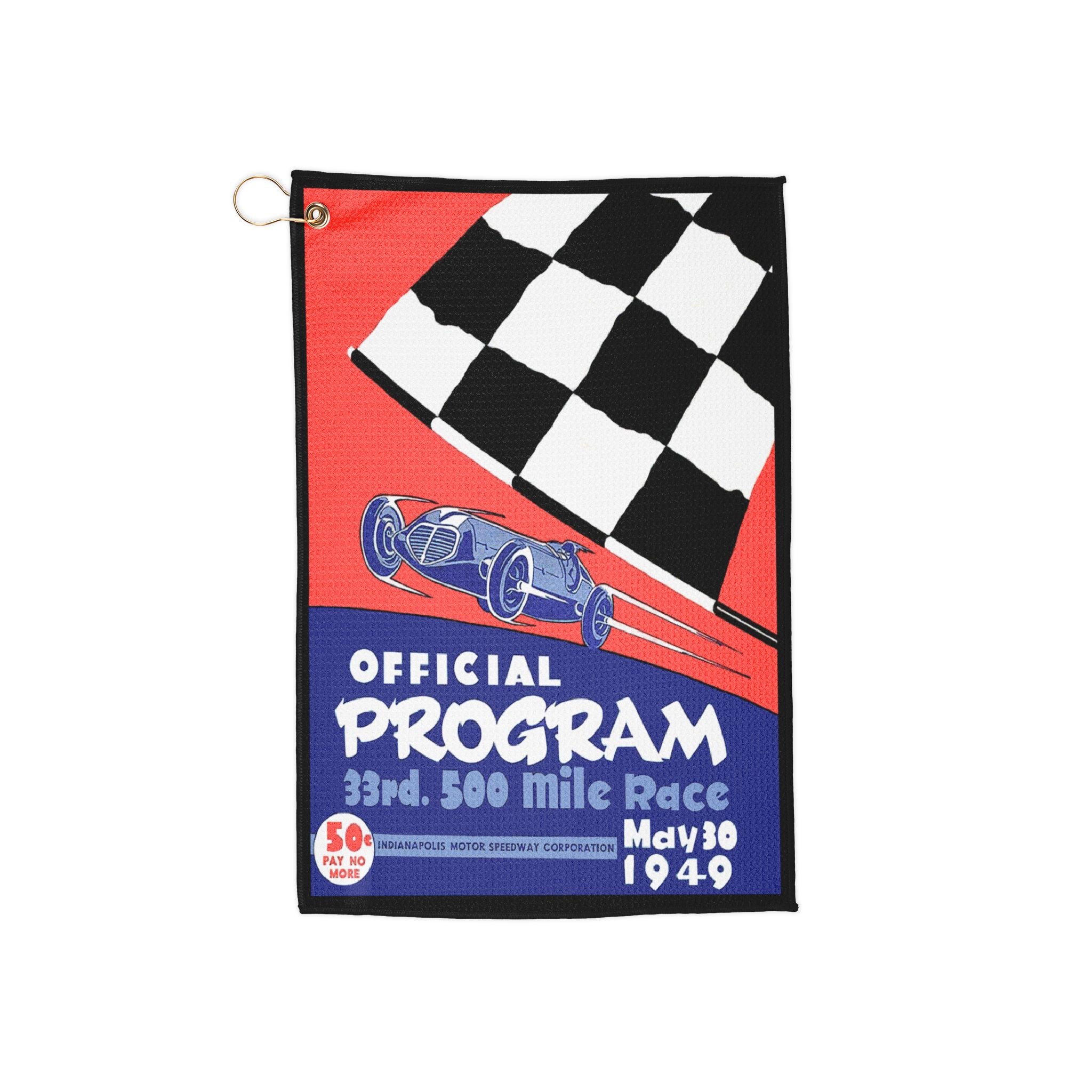 Vintage 1949 Racing Indy 500 Golf Towel, Sports Towel, Golf Accessories, Golf Gift, Golfing Gear, Golf Tournament Prize