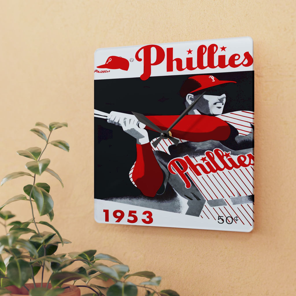 1953 Vintage Philadelphia Baseball Yearbook Cover - Acrylic Wall Clock