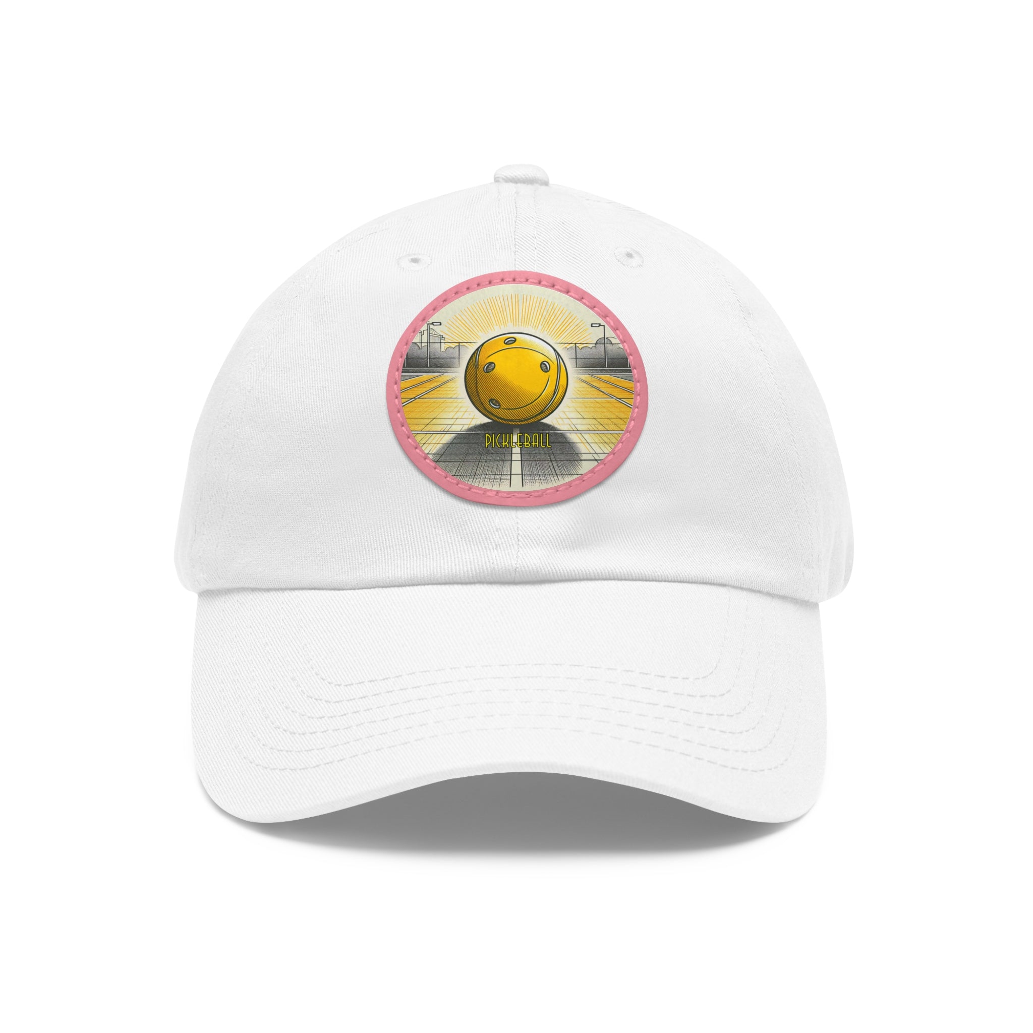Pickleball - Dad Hat with Leather Patch (Round)