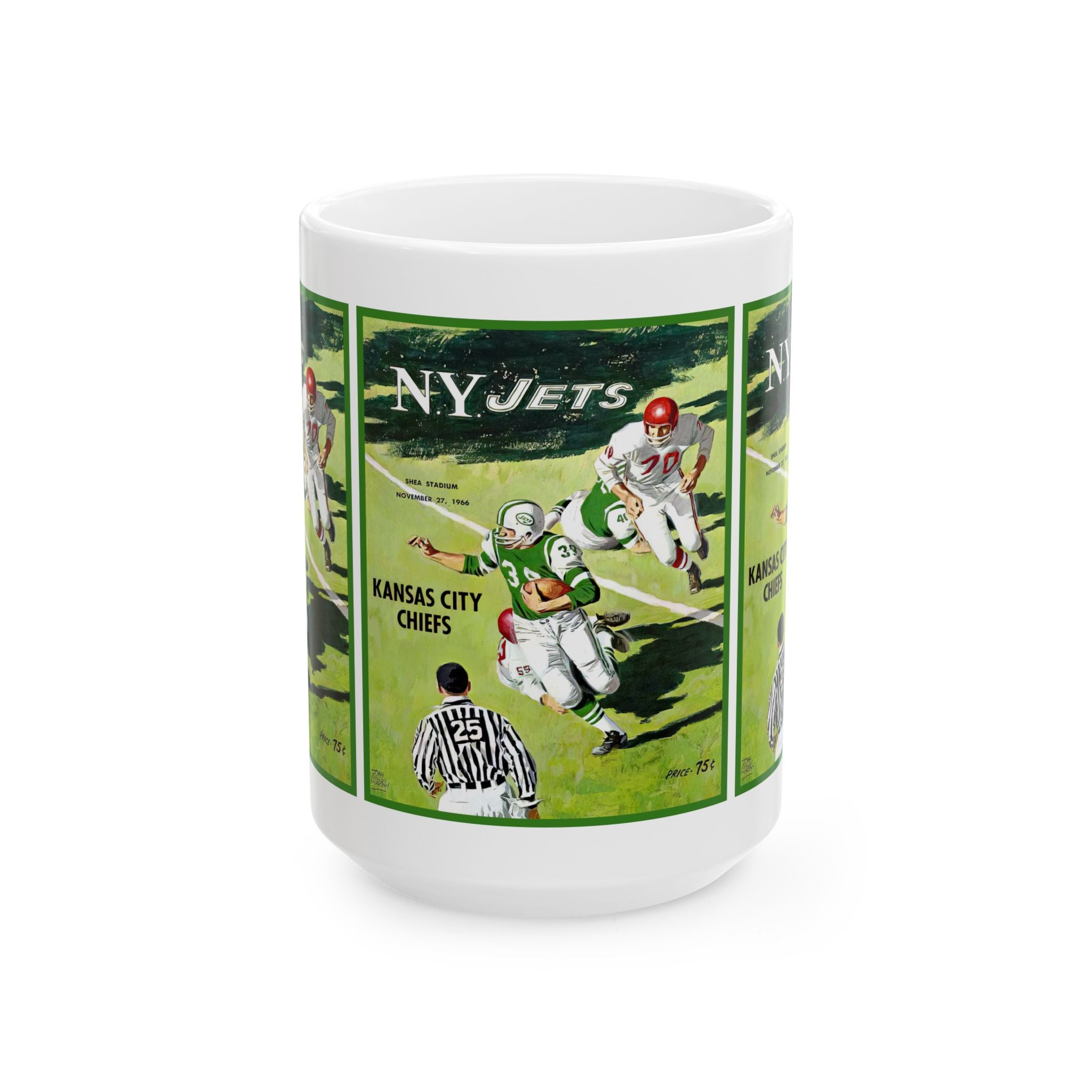 Vintage Football Ceramic Mug, 1966 New York Jets Kansas City, Sports Fan Gift, Retro Coffee Cup, Football Lover Mug, Football Memorabilia