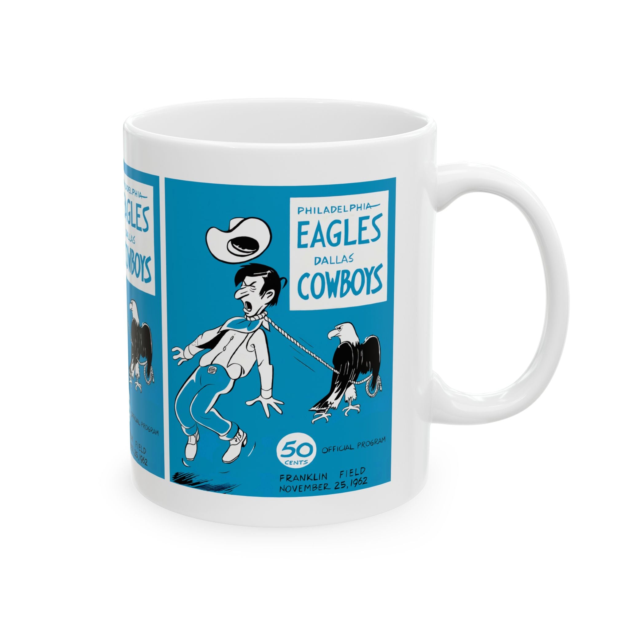 Vintage Dallas Cowboys - Philadelphia Eagles Ceramic Mug, 11oz 15oz, Football Program Cover Memorabilia Gift, Collectible Cup, Sports Fan