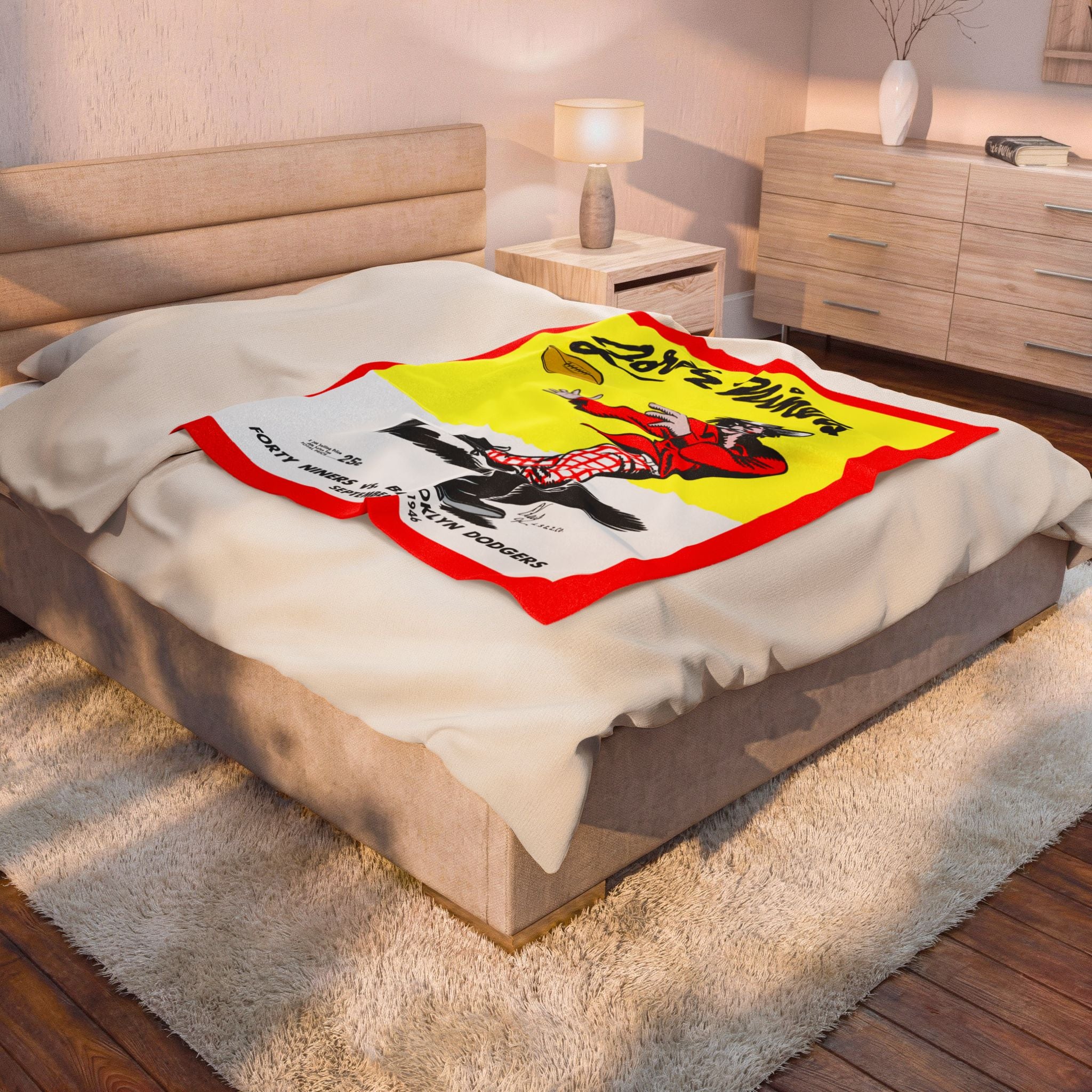 1946 Vintage San Francisco 49ers Football Program Velveteen Plush Blanket